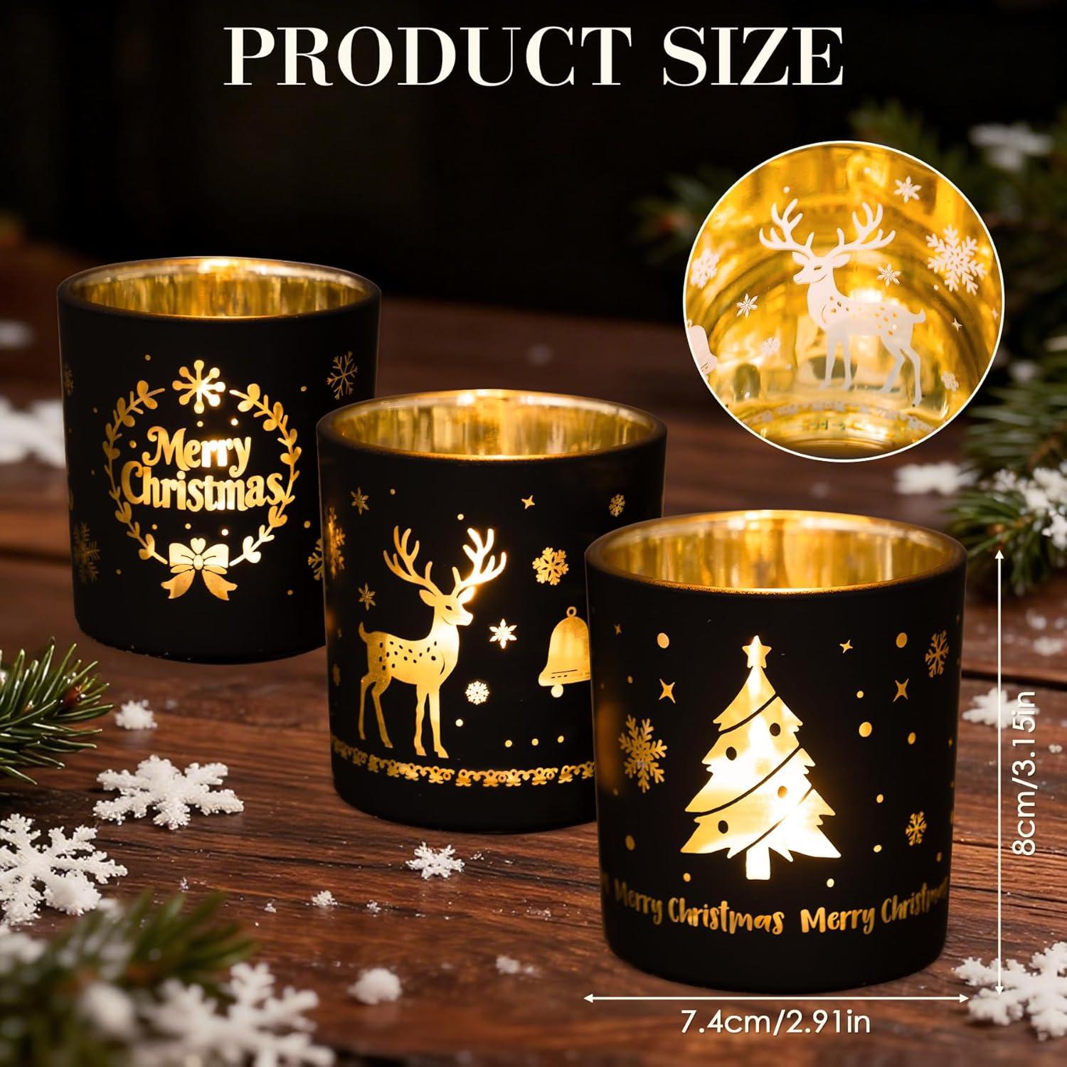 Set de 3 Soportes de Velas de Vidrio Larcenciel Navidad