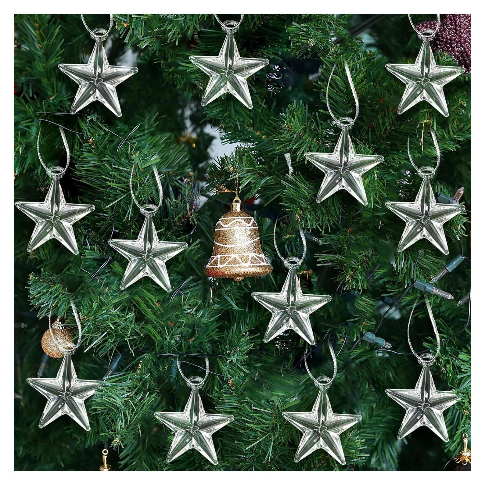 24 Adornos de Cristal Transparentes Estrella Navidad RattanView