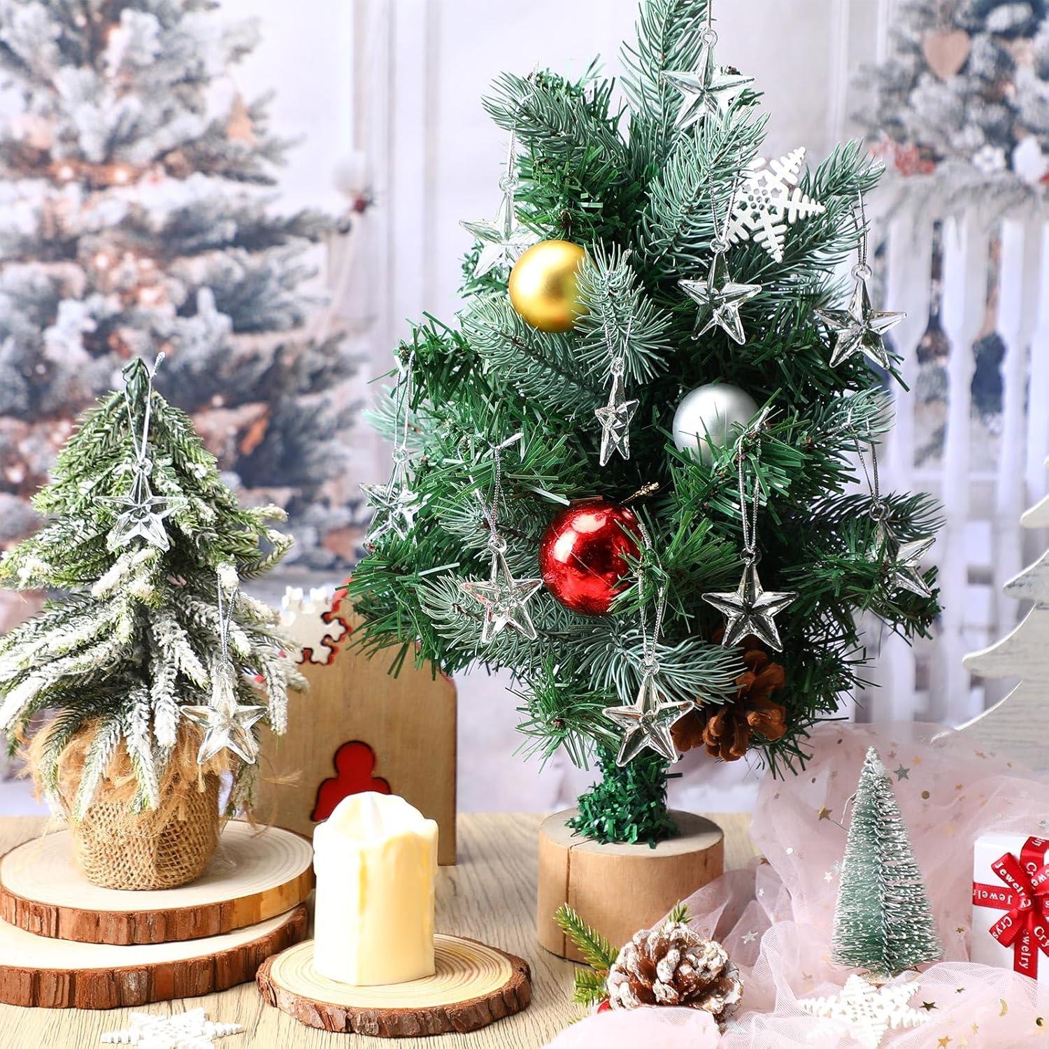 24 Adornos de Cristal Transparentes Estrella Navidad RattanView