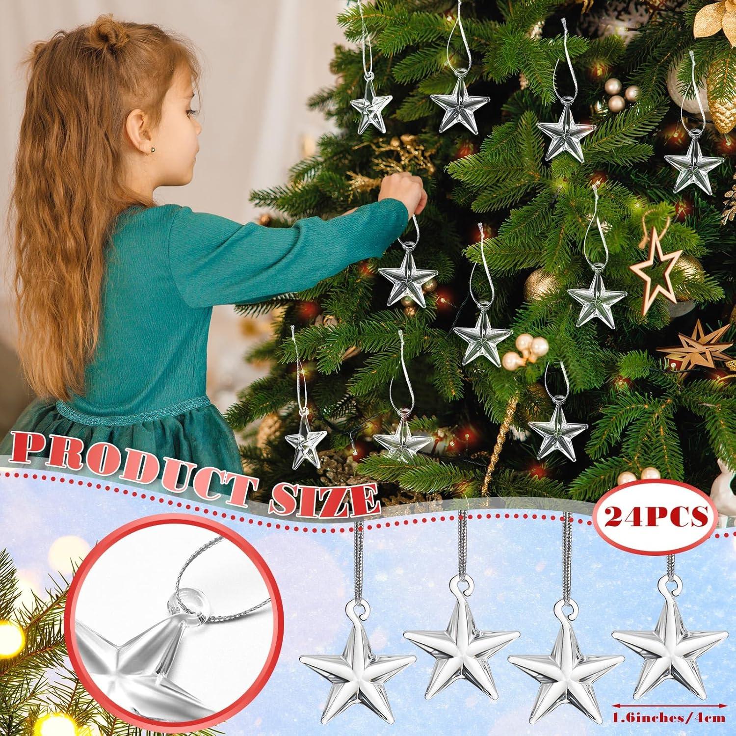 24 Adornos de Cristal Transparentes Estrella Navidad RattanView