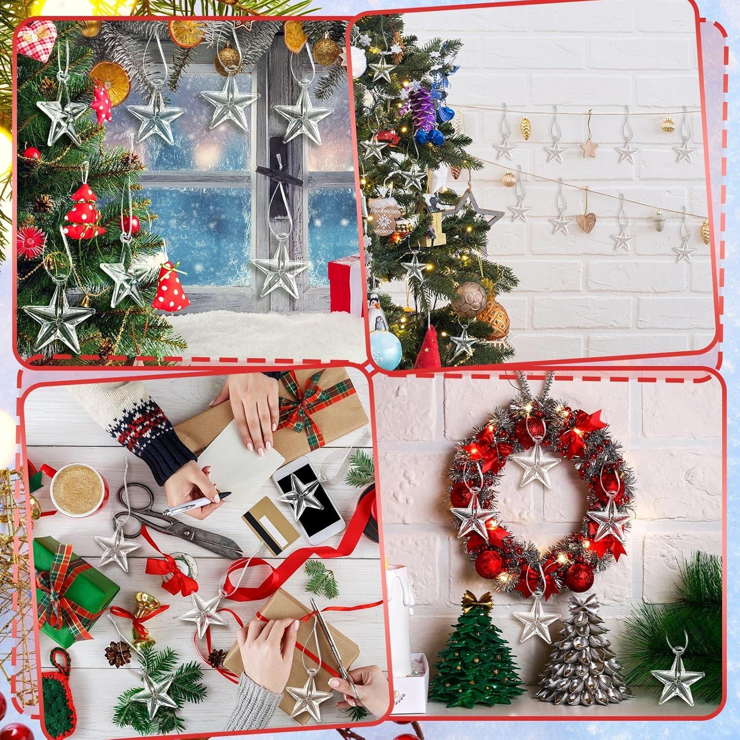 24 Adornos de Cristal Transparentes Estrella Navidad RattanView