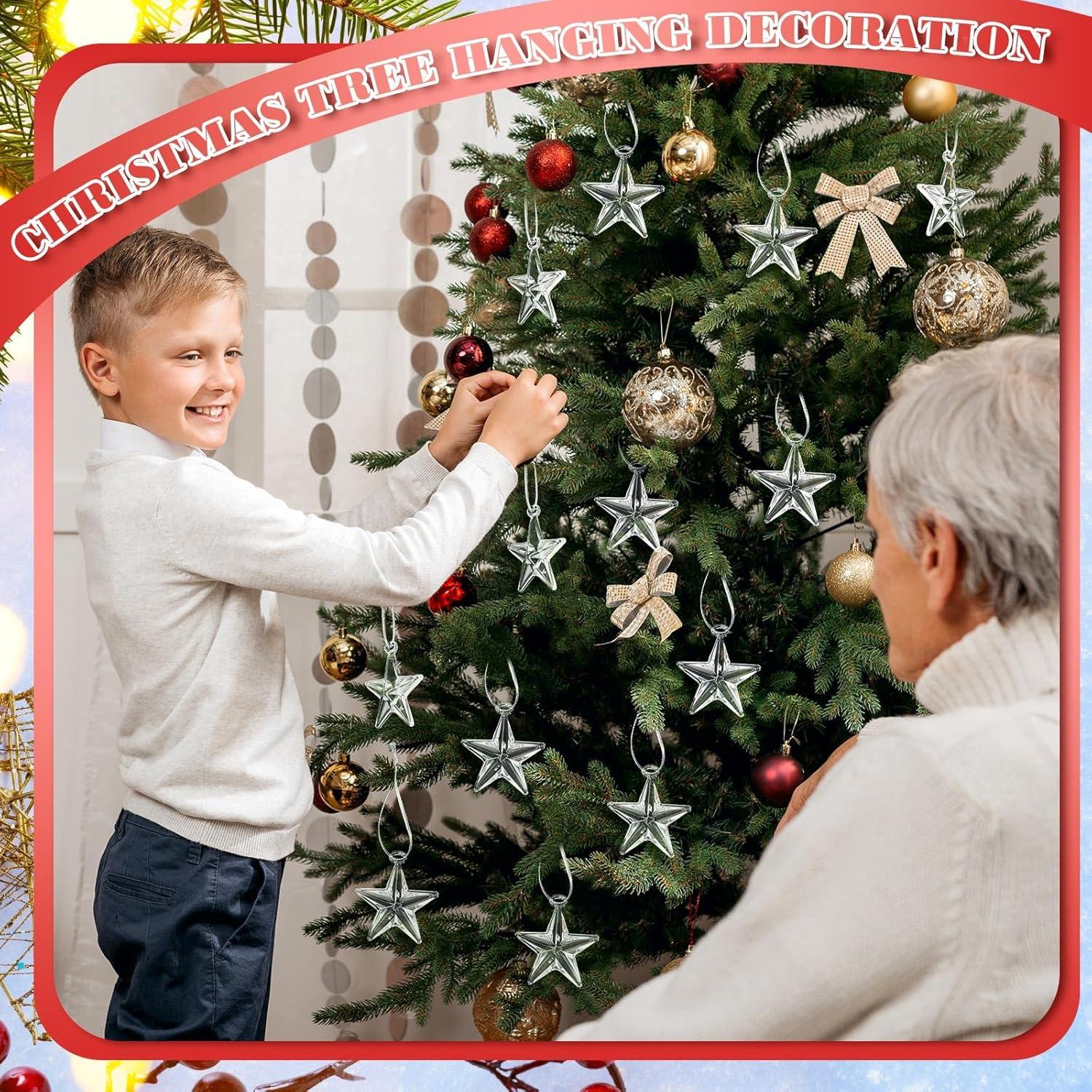 24 Adornos de Cristal Transparentes Estrella Navidad RattanView