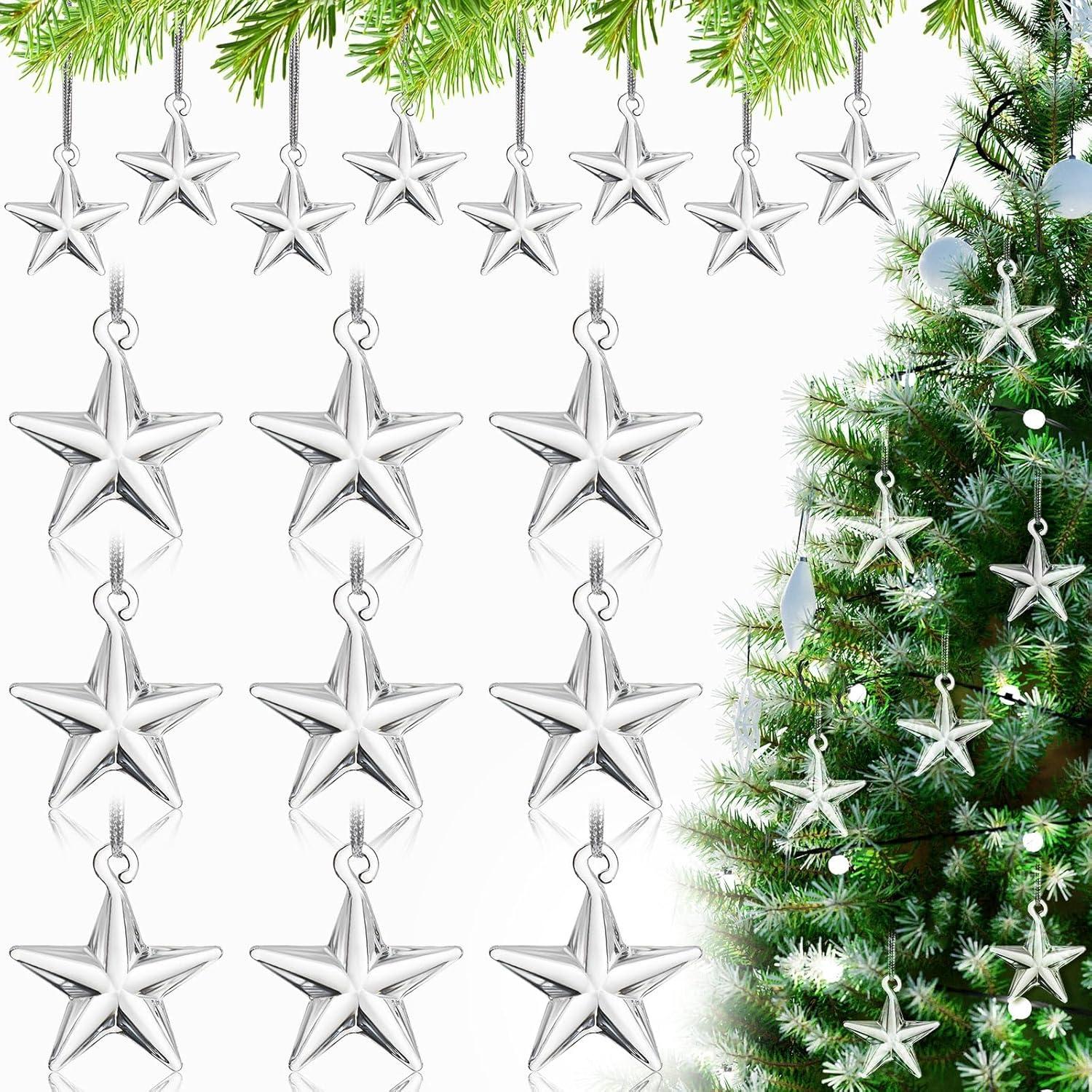 24 Adornos de Cristal Transparentes Estrella Navidad RattanView