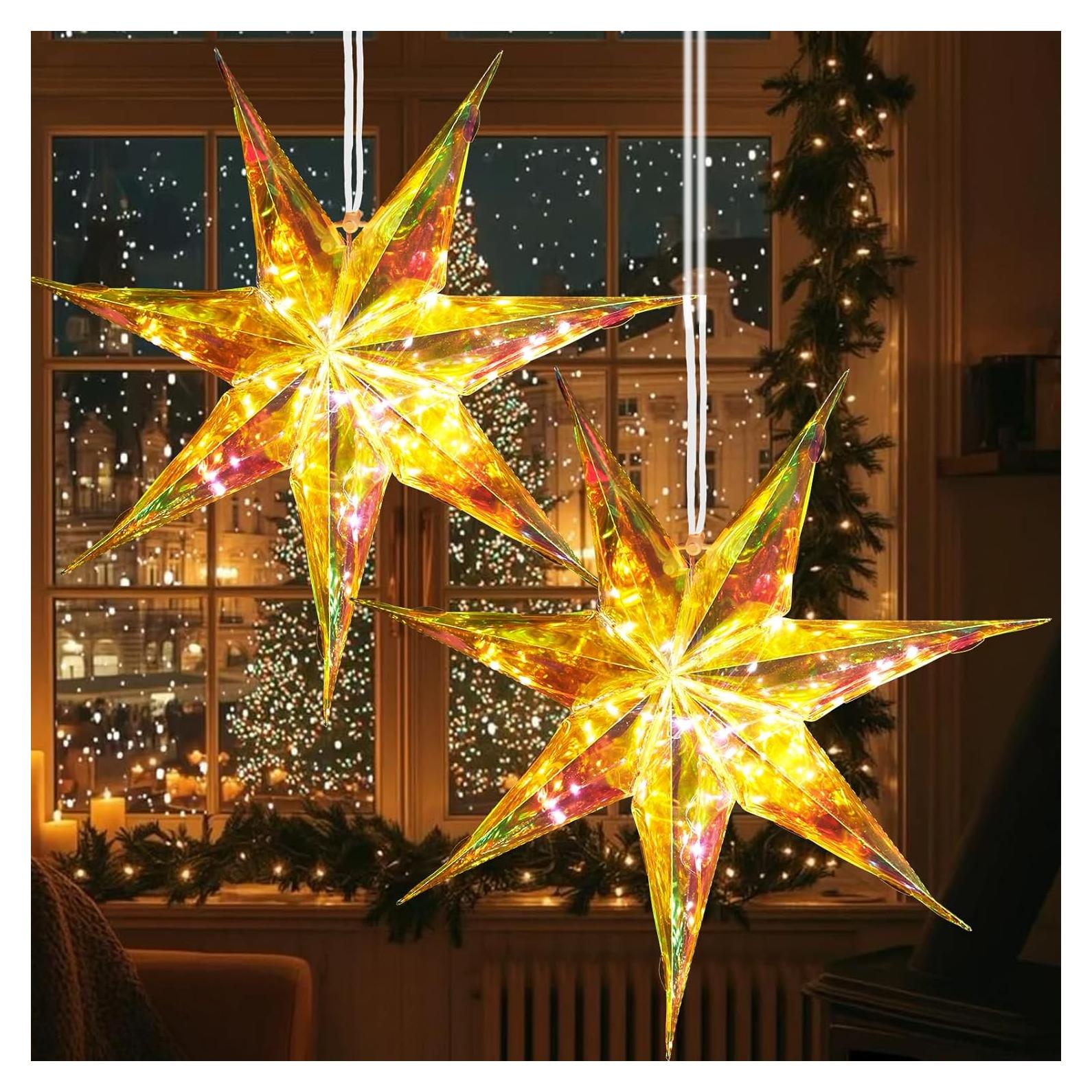 Decoraciones Navideñas Iridiscentes Paper Jazz con LED 35cm
