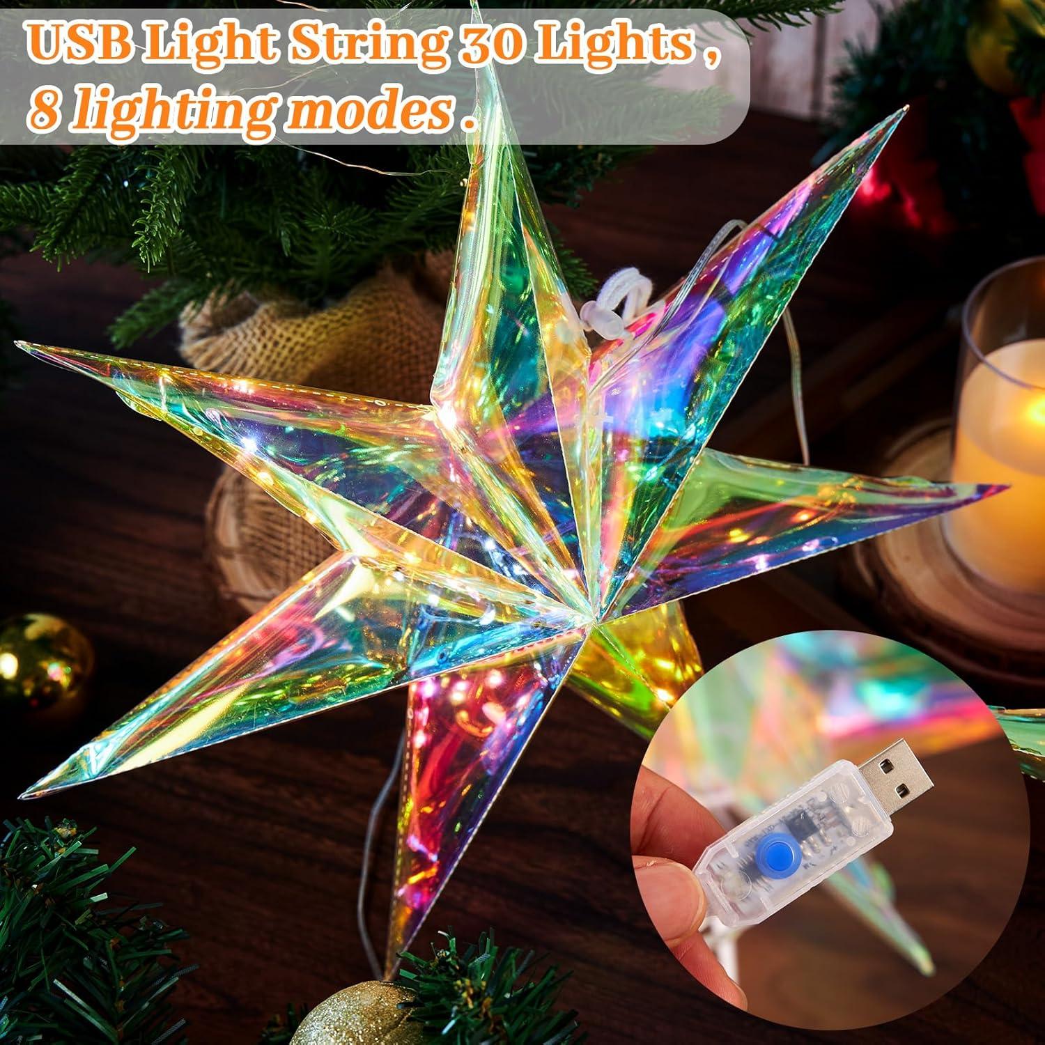 Decoraciones Navideñas Iridiscentes Paper Jazz con LED 35cm