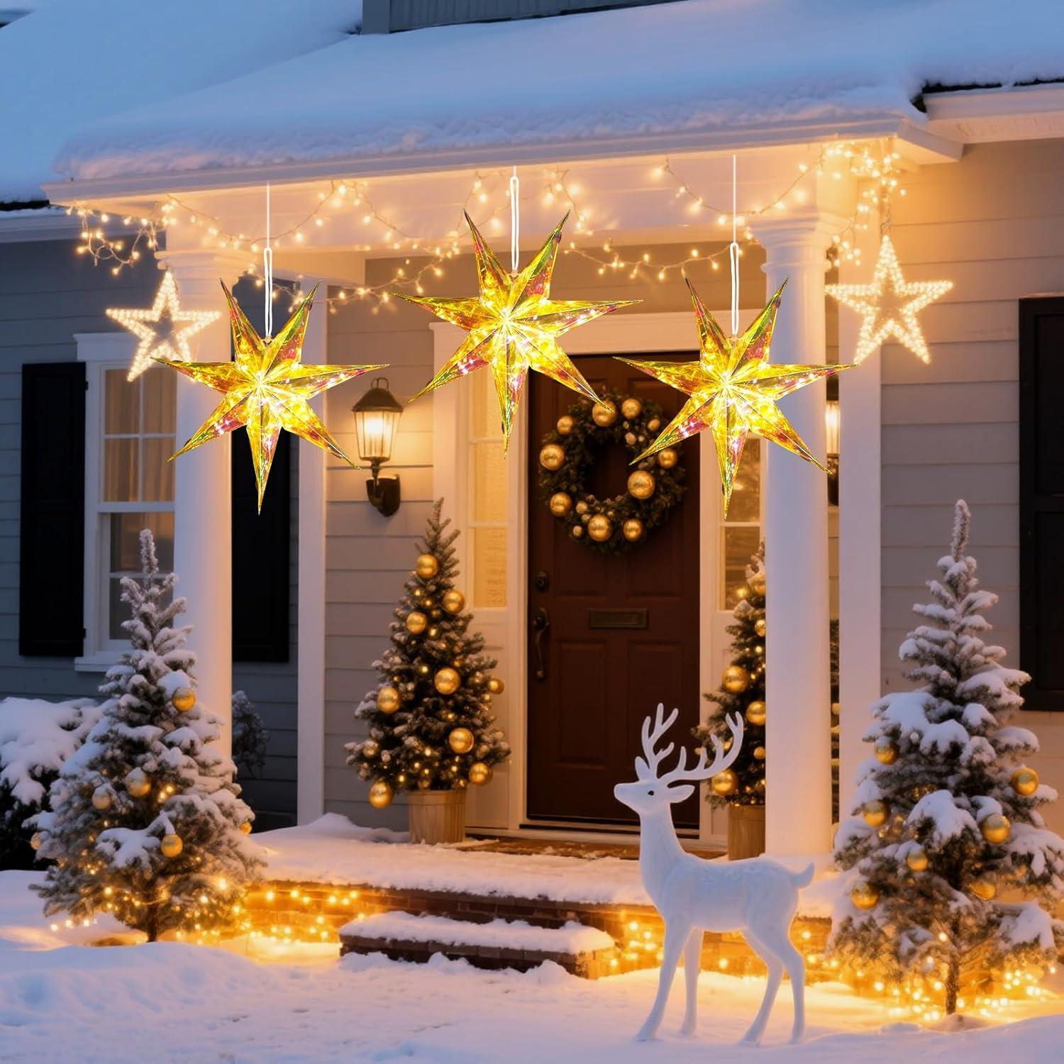 Decoraciones Navideñas Iridiscentes Paper Jazz con LED 35cm