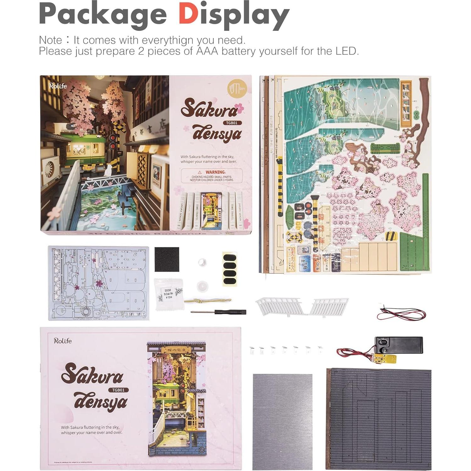 Rolife Kit Nook de Libros 3D Sakura Densya con LED