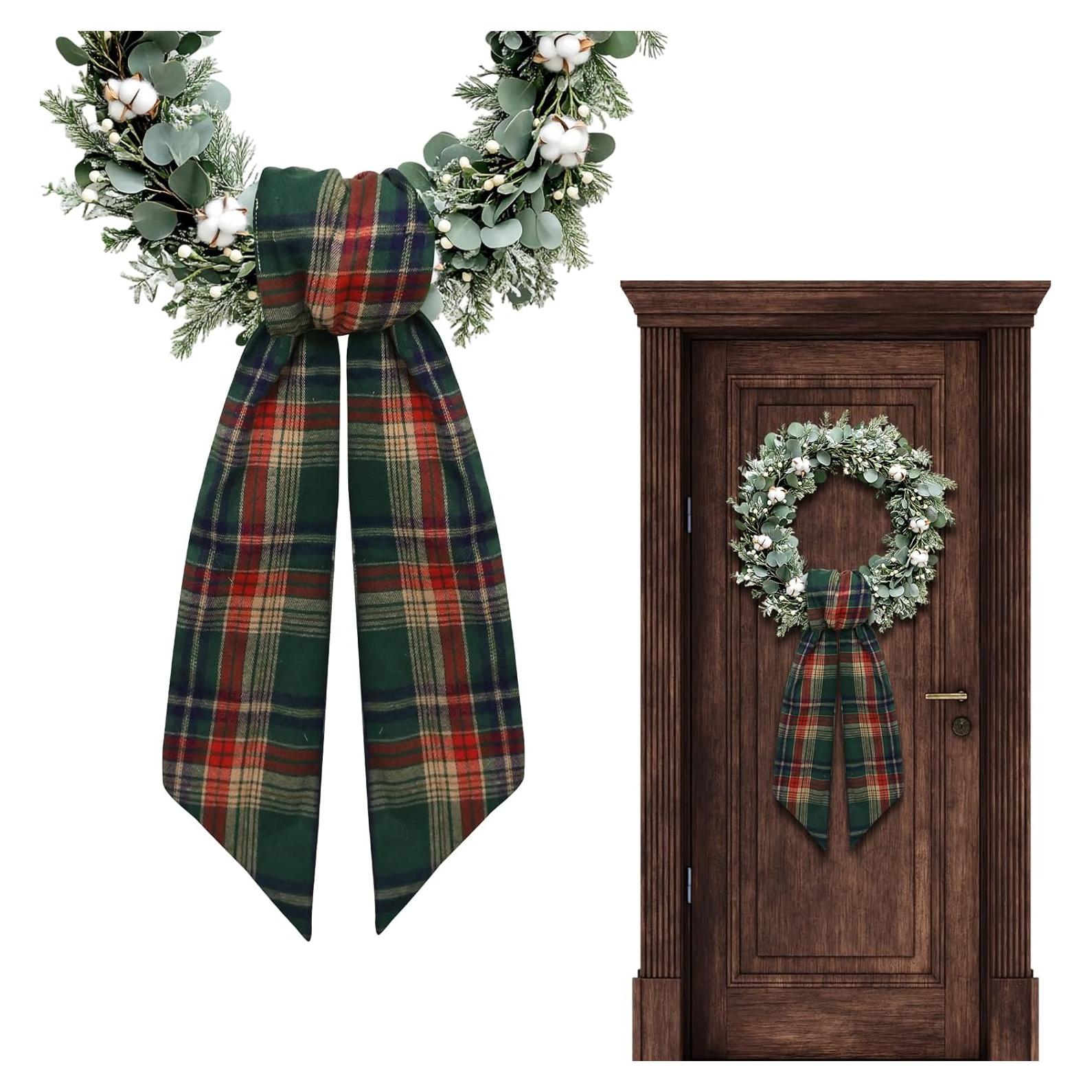 Cinta de Corona Navideña Vickasi Arpillera Verde Roja 12x138cm