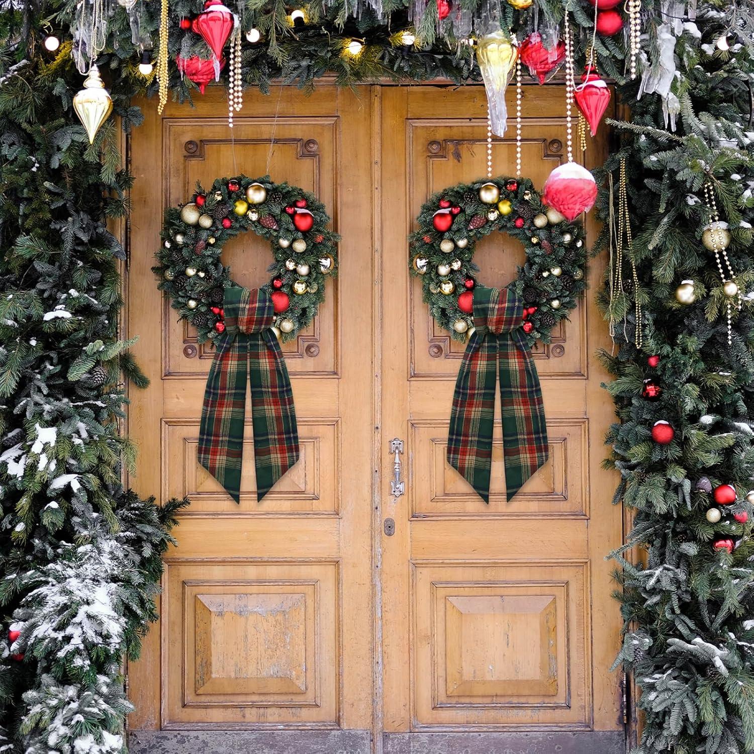 Cinta de Corona Navideña Vickasi Arpillera Verde Roja 12x138cm