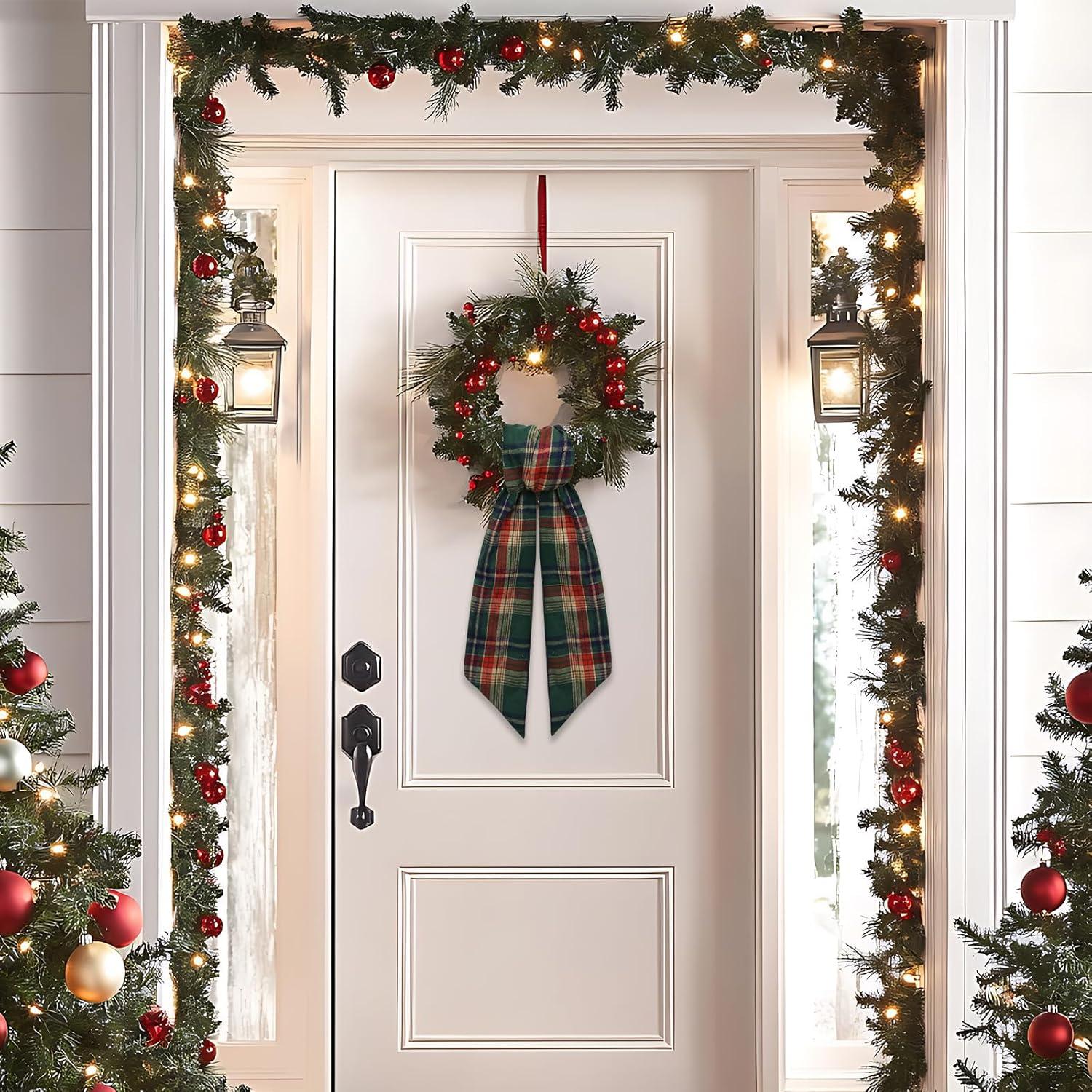 Cinta de Corona Navideña Vickasi Arpillera Verde Roja 12x138cm