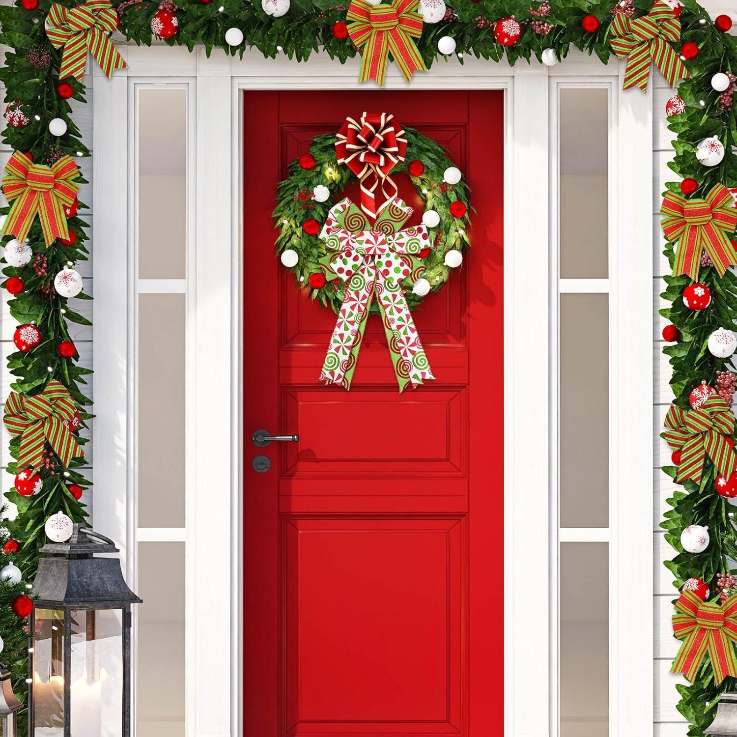 Cintas de Navidad Whaline 6 Rollos 32.9m Yute Rojo Verde