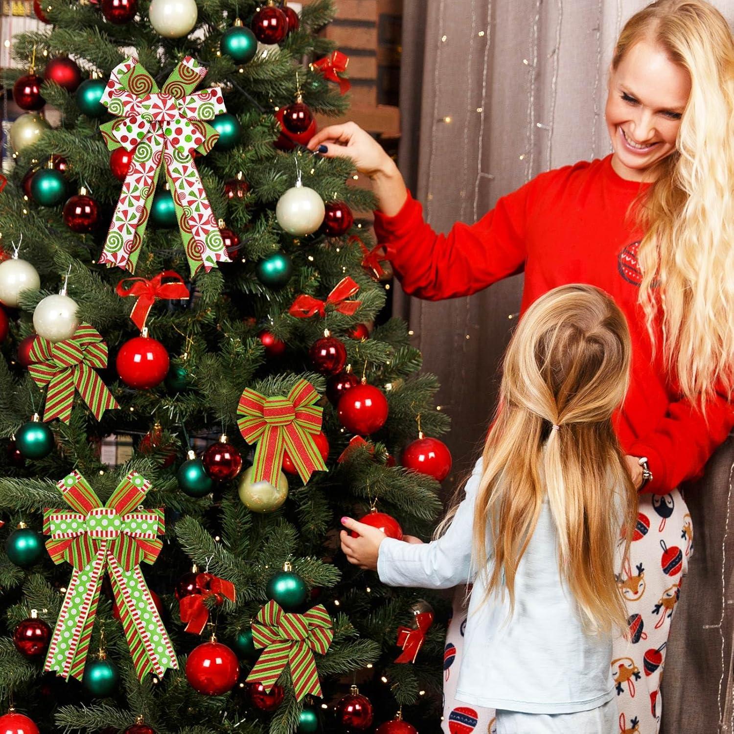 Cintas de Navidad Whaline 6 Rollos 32.9m Yute Rojo Verde