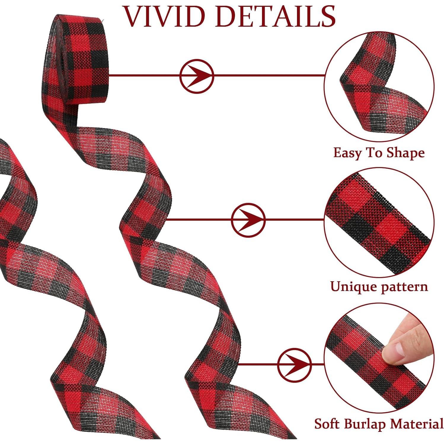 6 Rollos de Cinta de Arpillera Navideña 1" x 6 Yards JarThenaAMCS