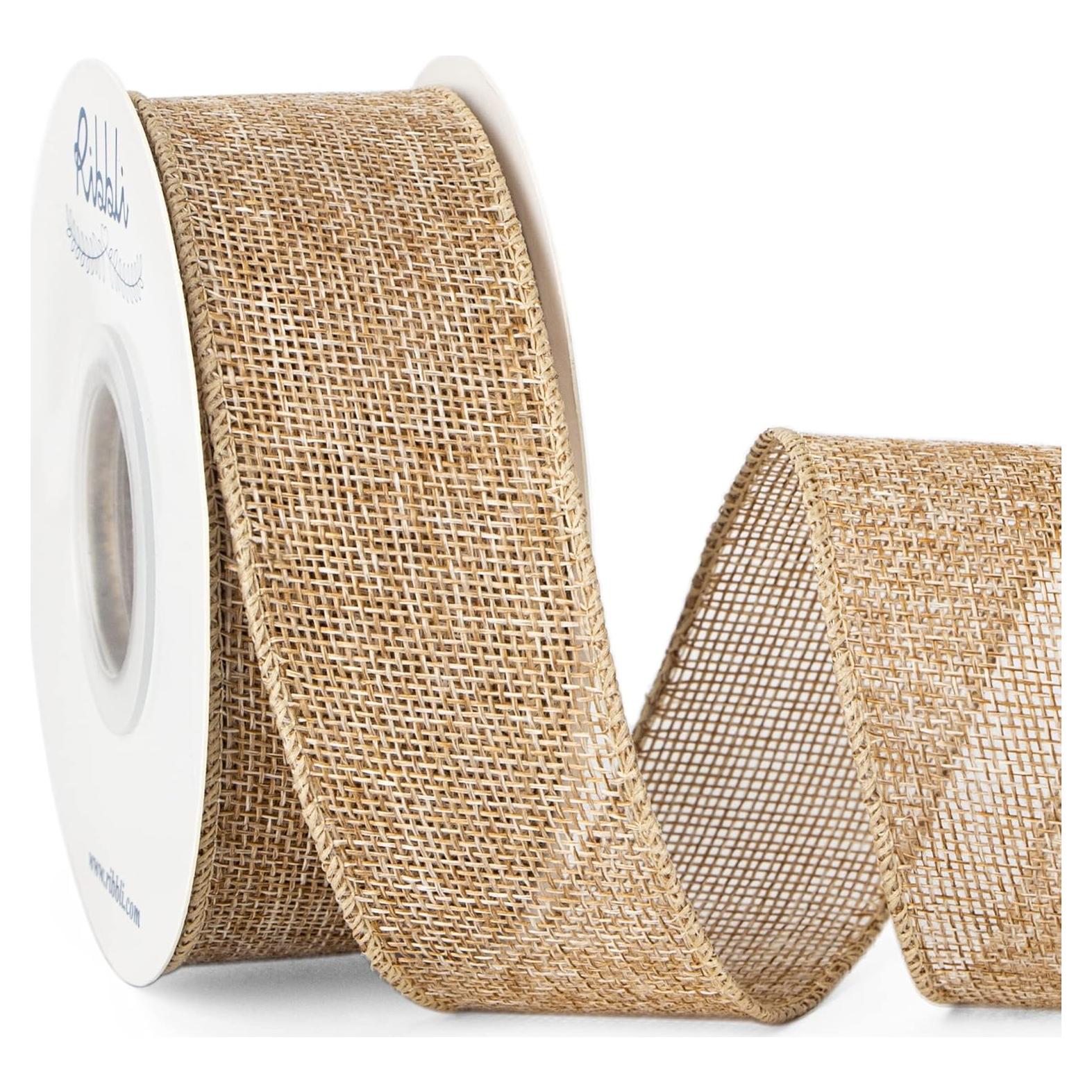 Cinta de Arpillera Ribbli Natural 3.81 cm x 9.14 m con Alambre