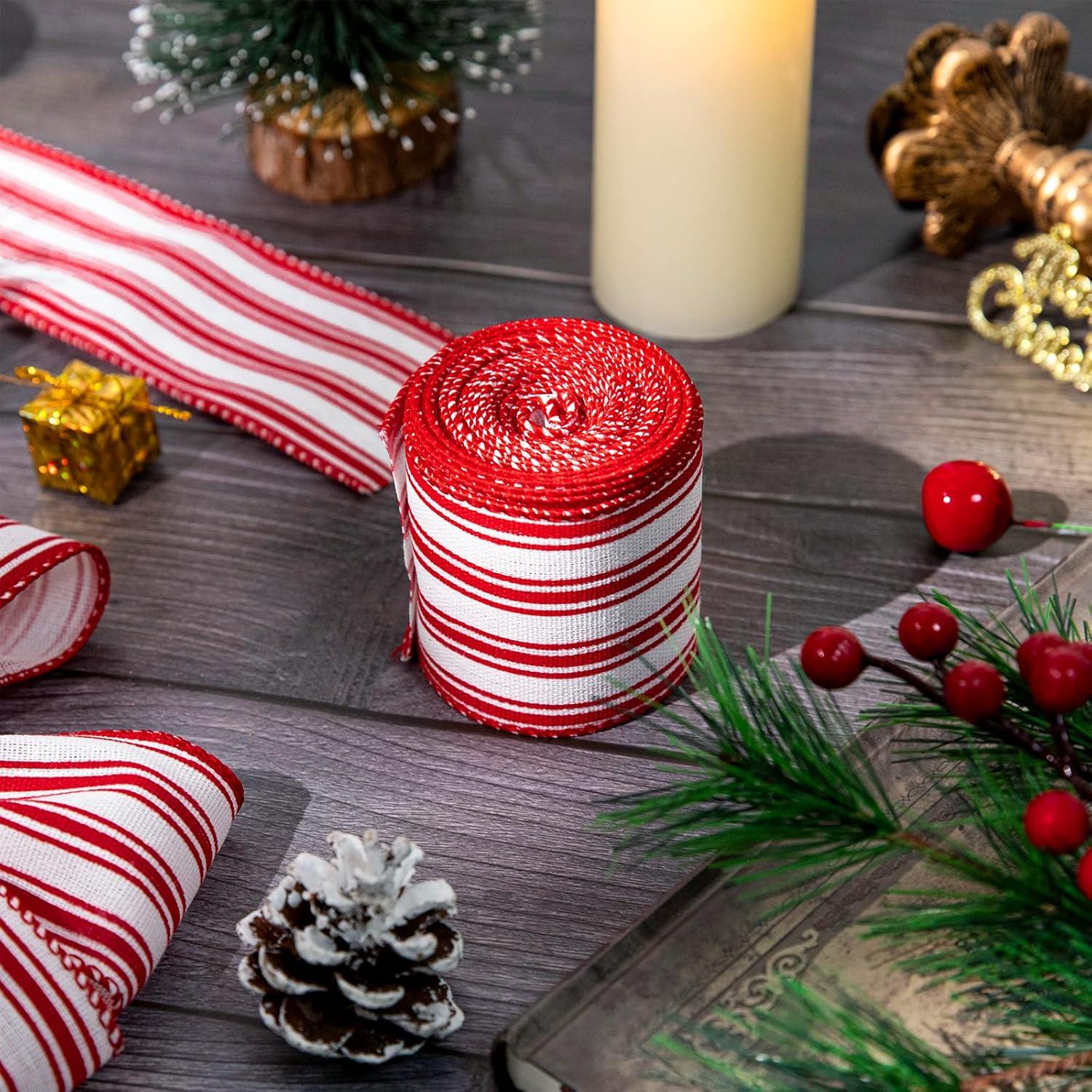 Cinta Navideña Whaline 2 Rollos 6.3 cm x 10.97 m Rayas Rústicas