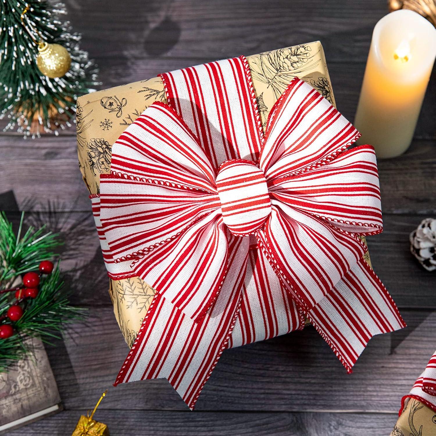 Cinta Navideña Whaline 2 Rollos 6.3 cm x 10.97 m Rayas Rústicas