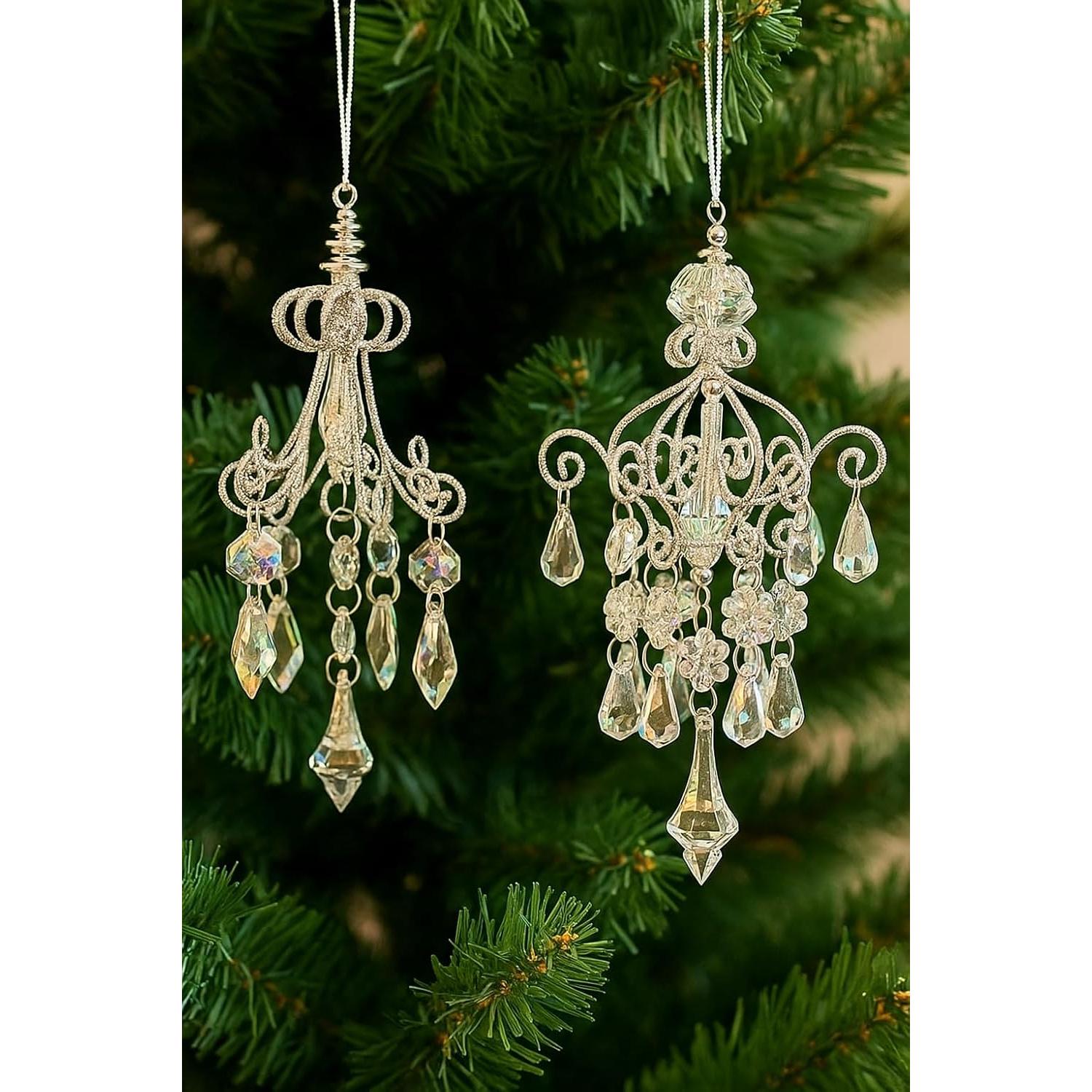 Conjunto de 2 candelabros opalescentes The Bridge 15 cm Navidad