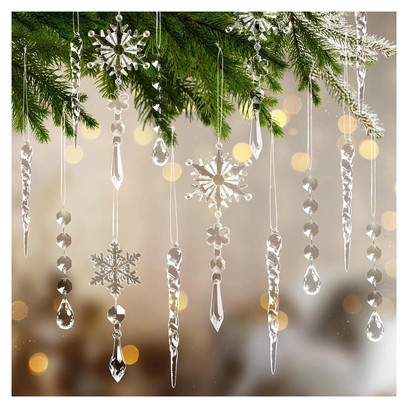 Juego de 20 Adornos Navideños Geegoods - Copos de Nieve y Carámbano