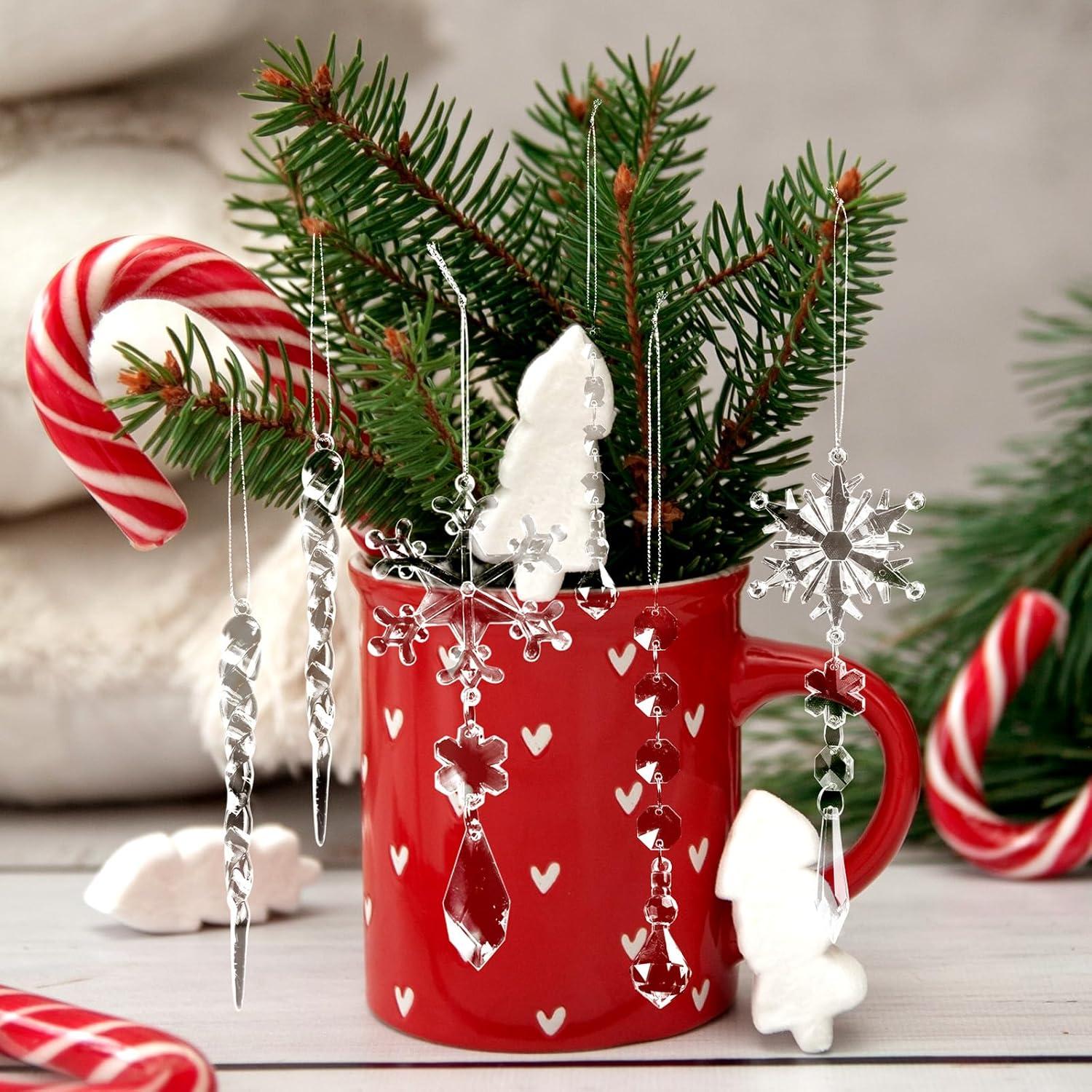 Juego de 20 Adornos Navideños Geegoods - Copos de Nieve y Carámbano