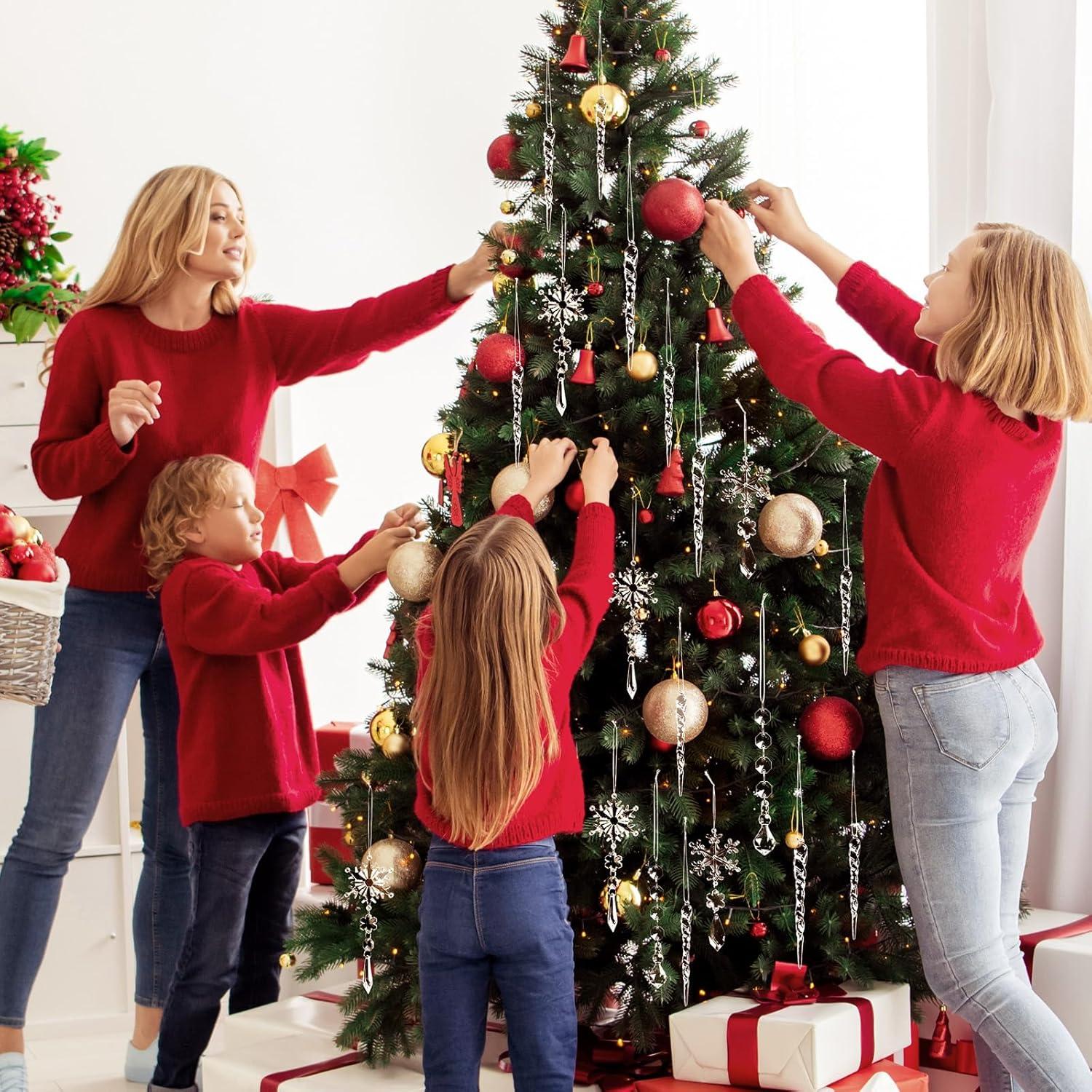 Juego de 20 Adornos Navideños Geegoods - Copos de Nieve y Carámbano