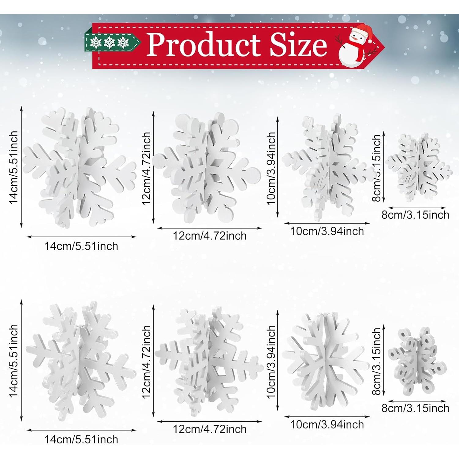 Decoración de Copos de Nieve de Madera Wenqik - 8 Pcs Blancos