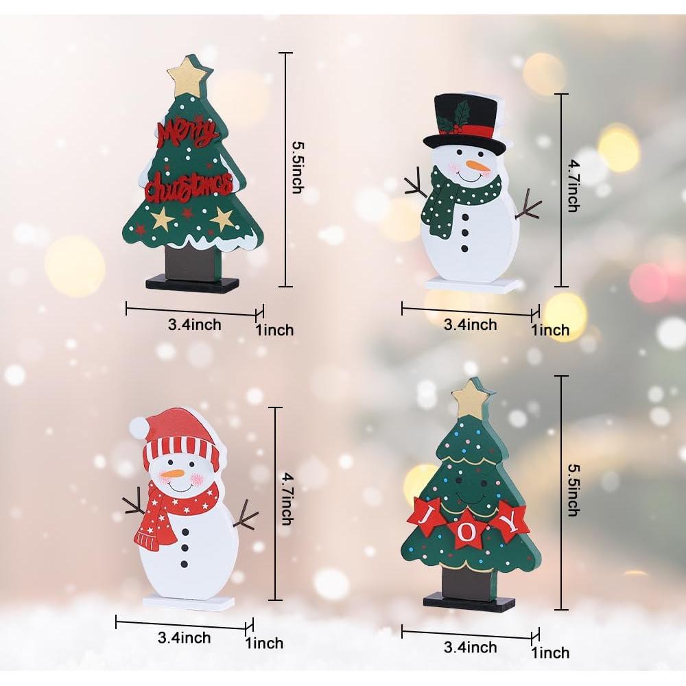 Decoraciones Navideñas DECSPAS - 4 Pcs Árboles y Muñecos de Nieve