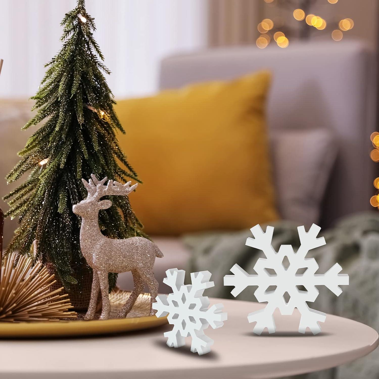 Juego de 3 Decoraciones de Copo de Nieve de Madera Cindeer