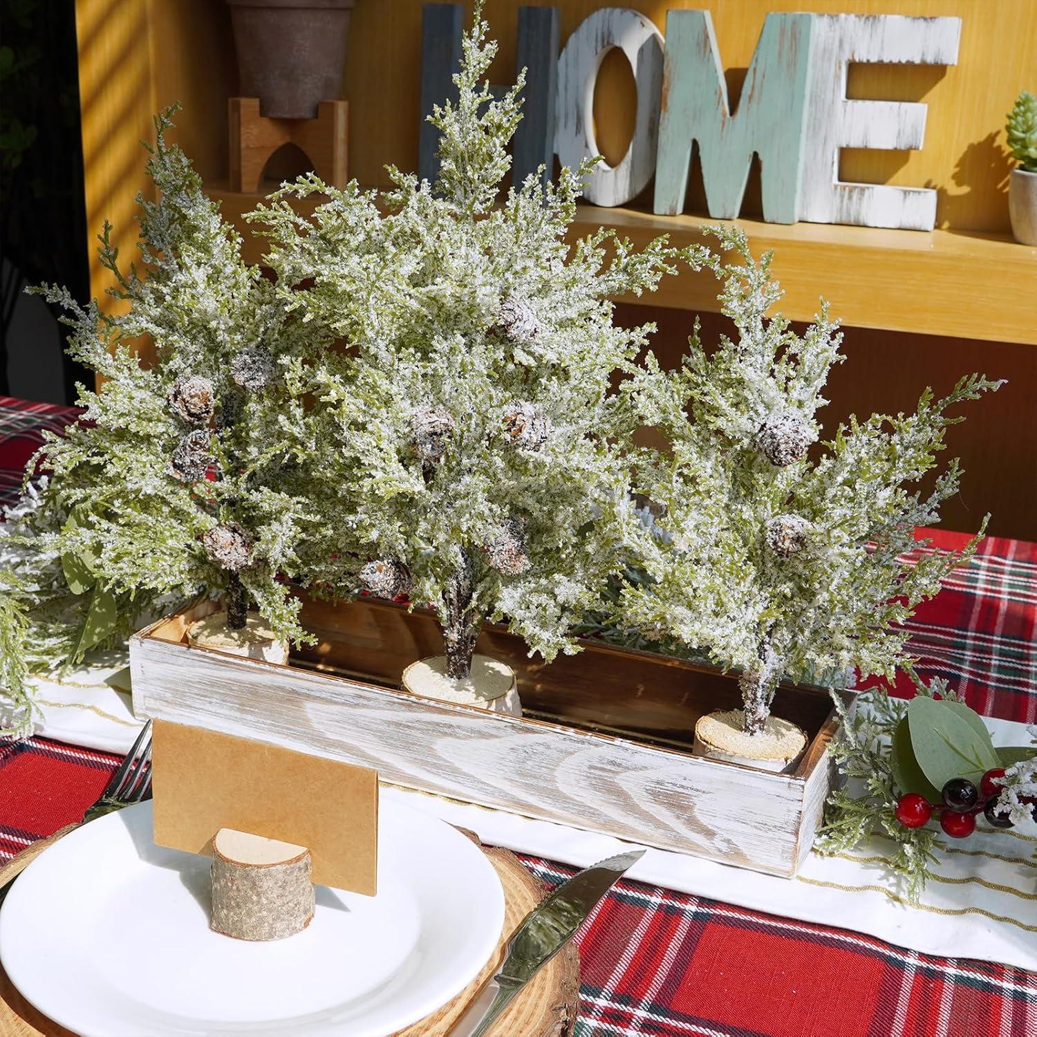 Winlyn 3 Árboles Mini Cedro Nevados Artificiales con Maceta