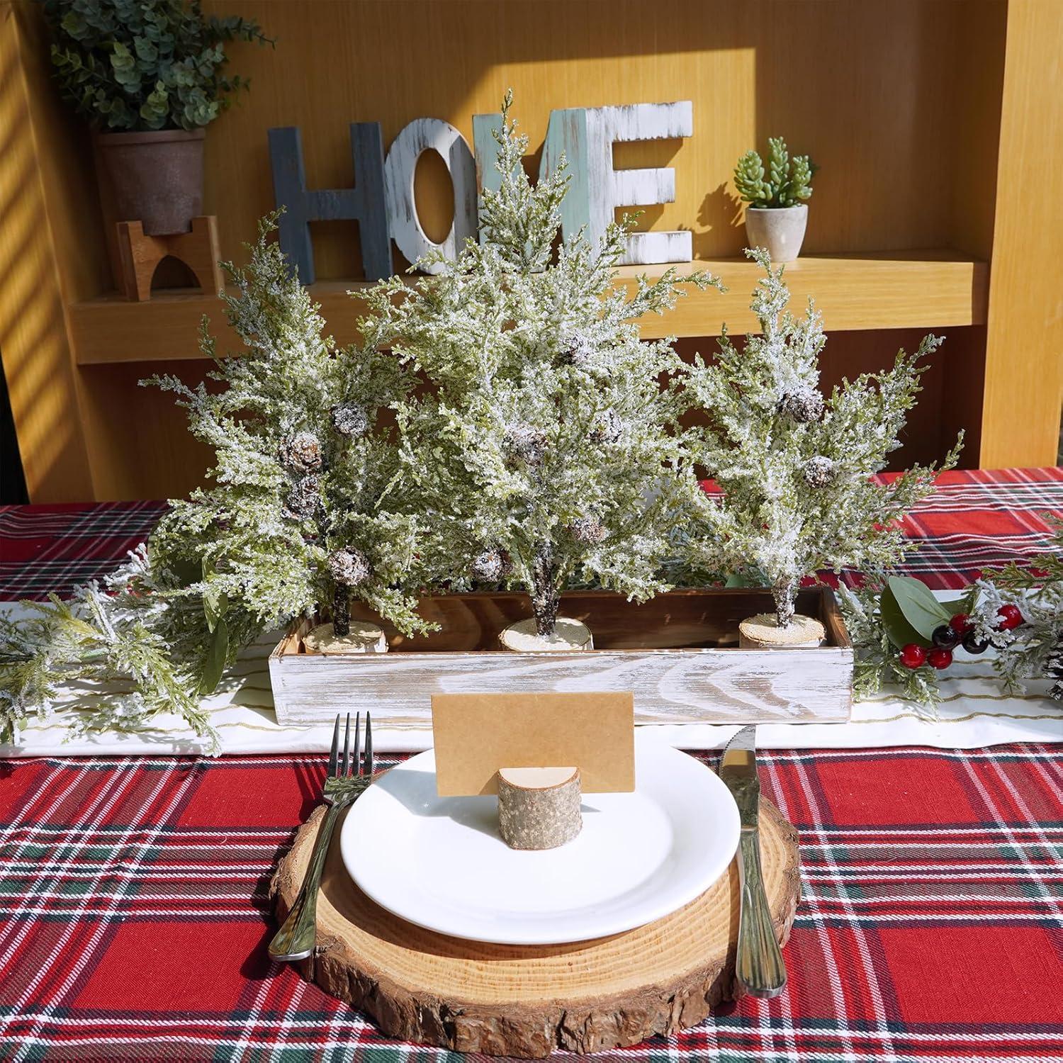 Winlyn 3 Árboles Mini Cedro Nevados Artificiales con Maceta