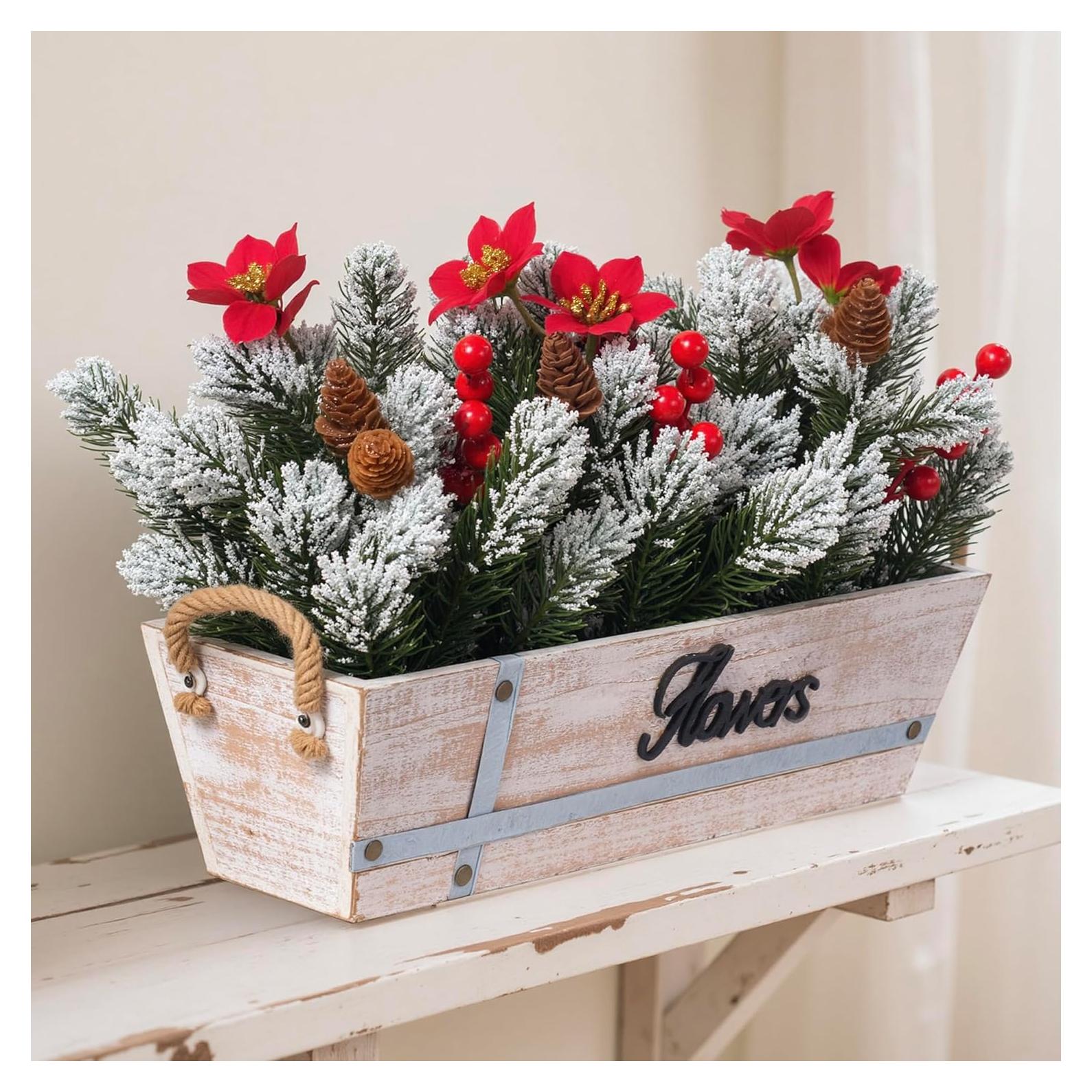 Centro de Mesa Navideño Artificial CANCLEAR con Poinsettias