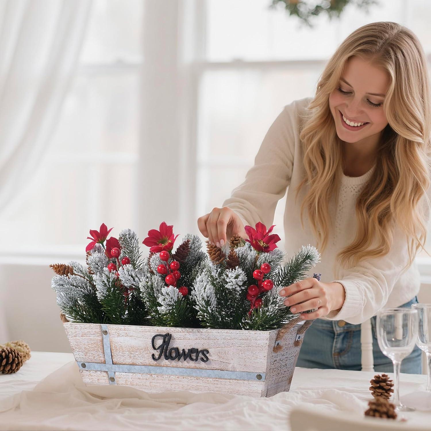 Centro de Mesa Navideño Artificial CANCLEAR con Poinsettias