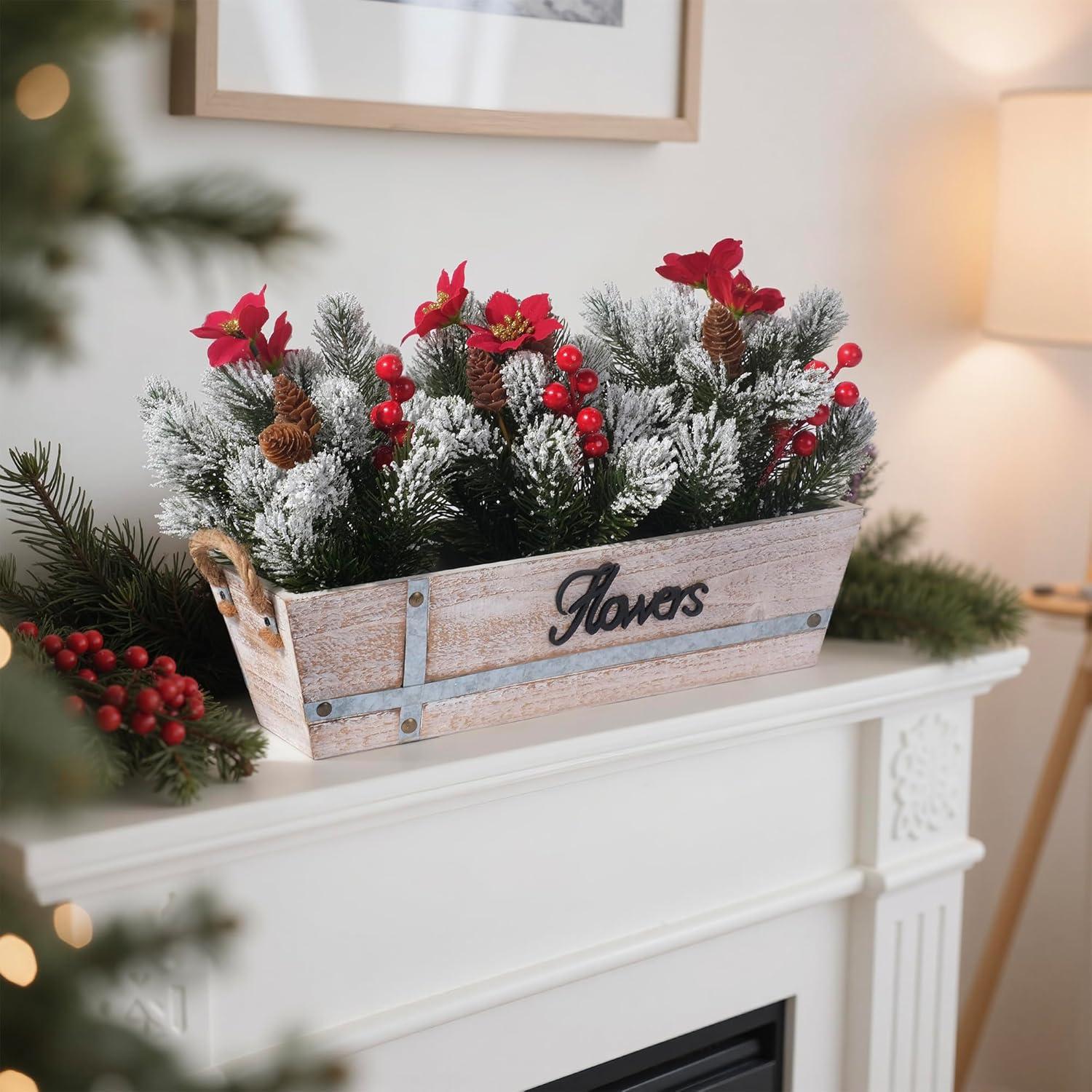 Centro de Mesa Navideño Artificial CANCLEAR con Poinsettias