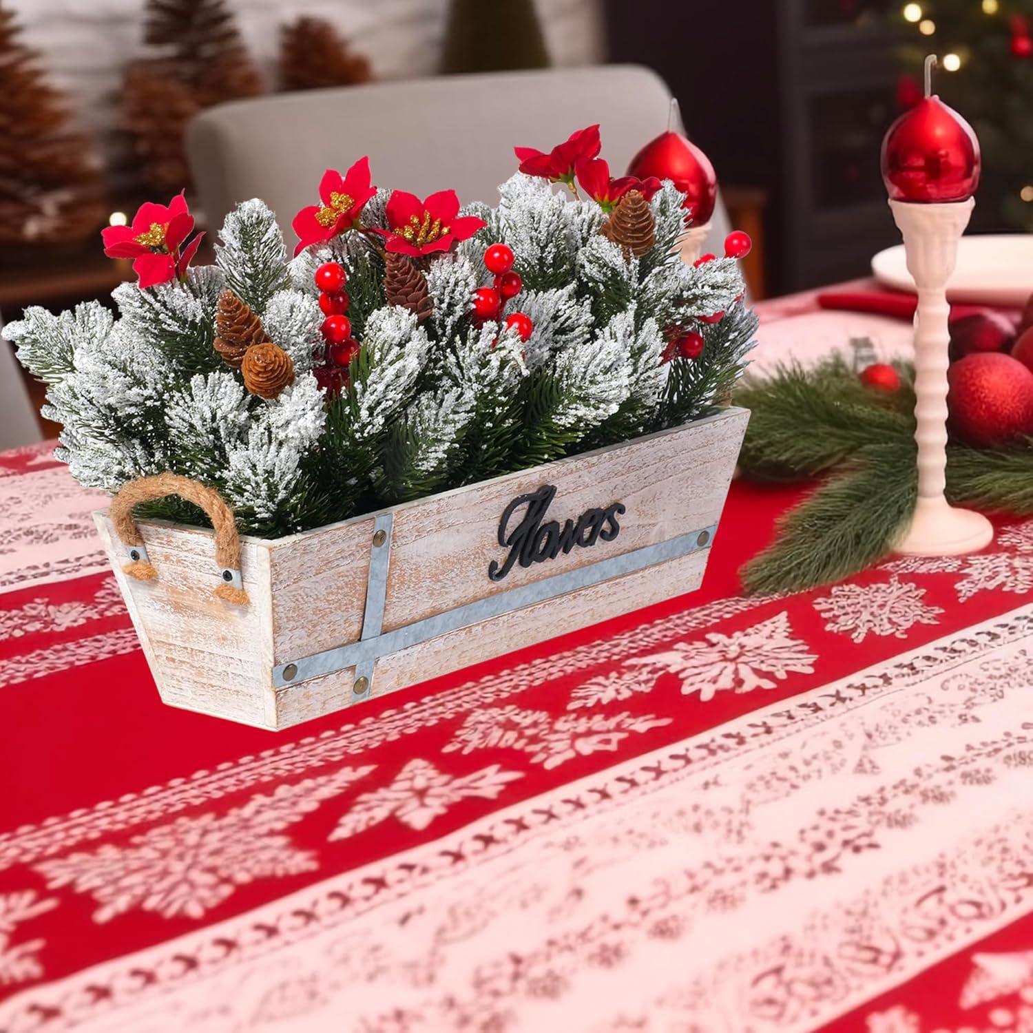 Centro de Mesa Navideño Artificial CANCLEAR con Poinsettias