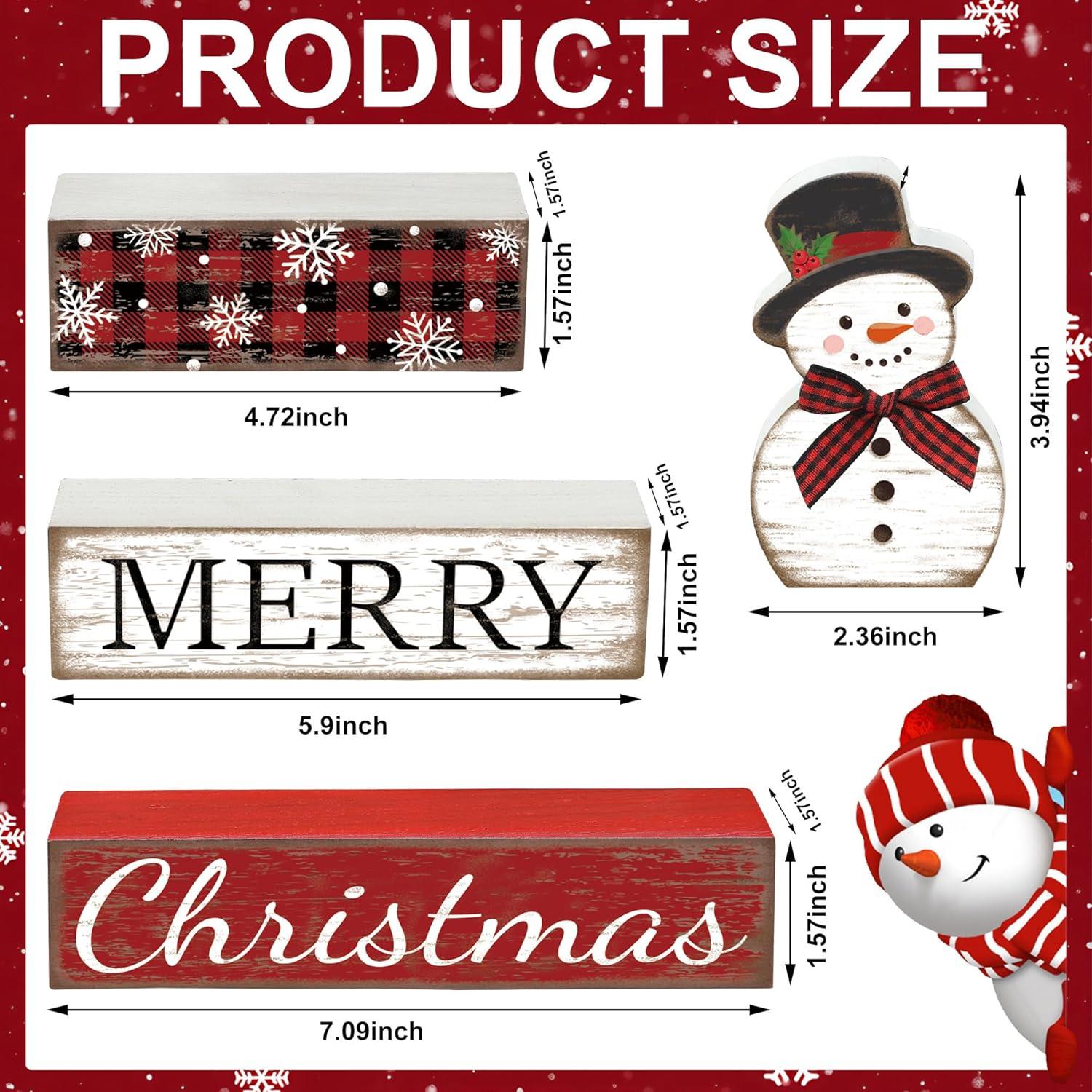 Decoración de Mesa de Navidad Muñeco de Nieve Augisteen 4 Pcs