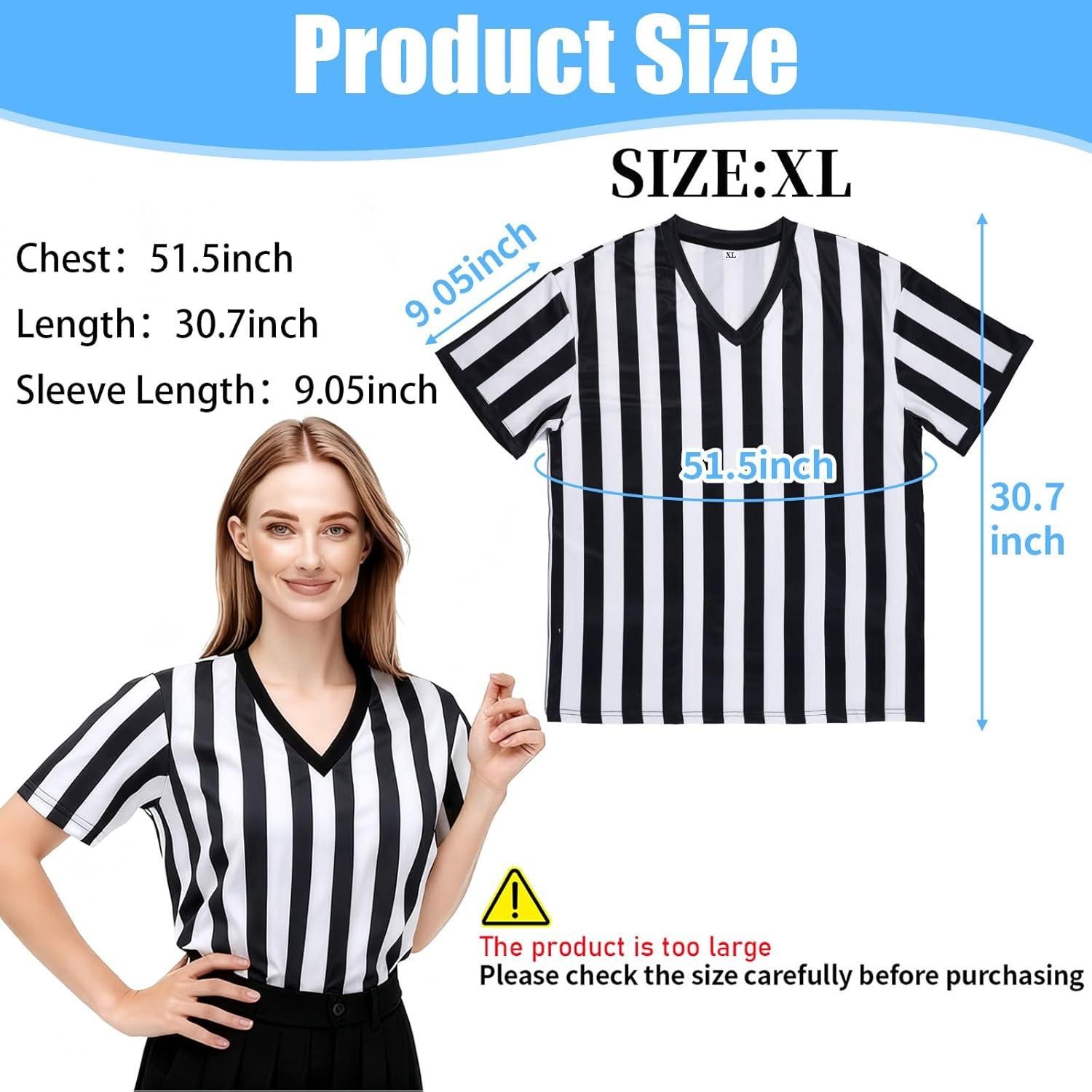 Camisa de Árbitro Unisex Okxiri - Rayas Blancas y Negras