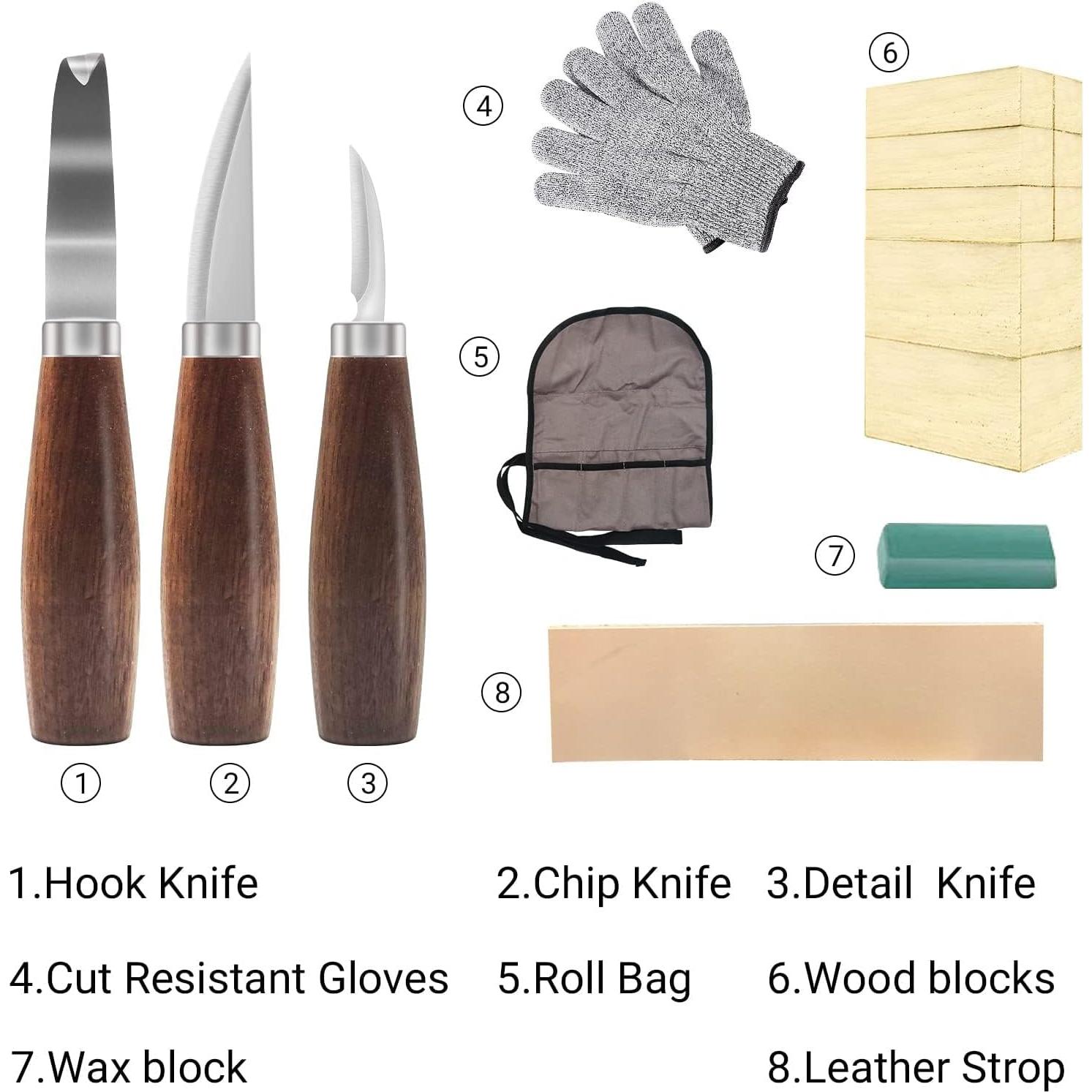 Kit de Tallado en Madera Cor cordium WC-01 con 3 Cuchillos