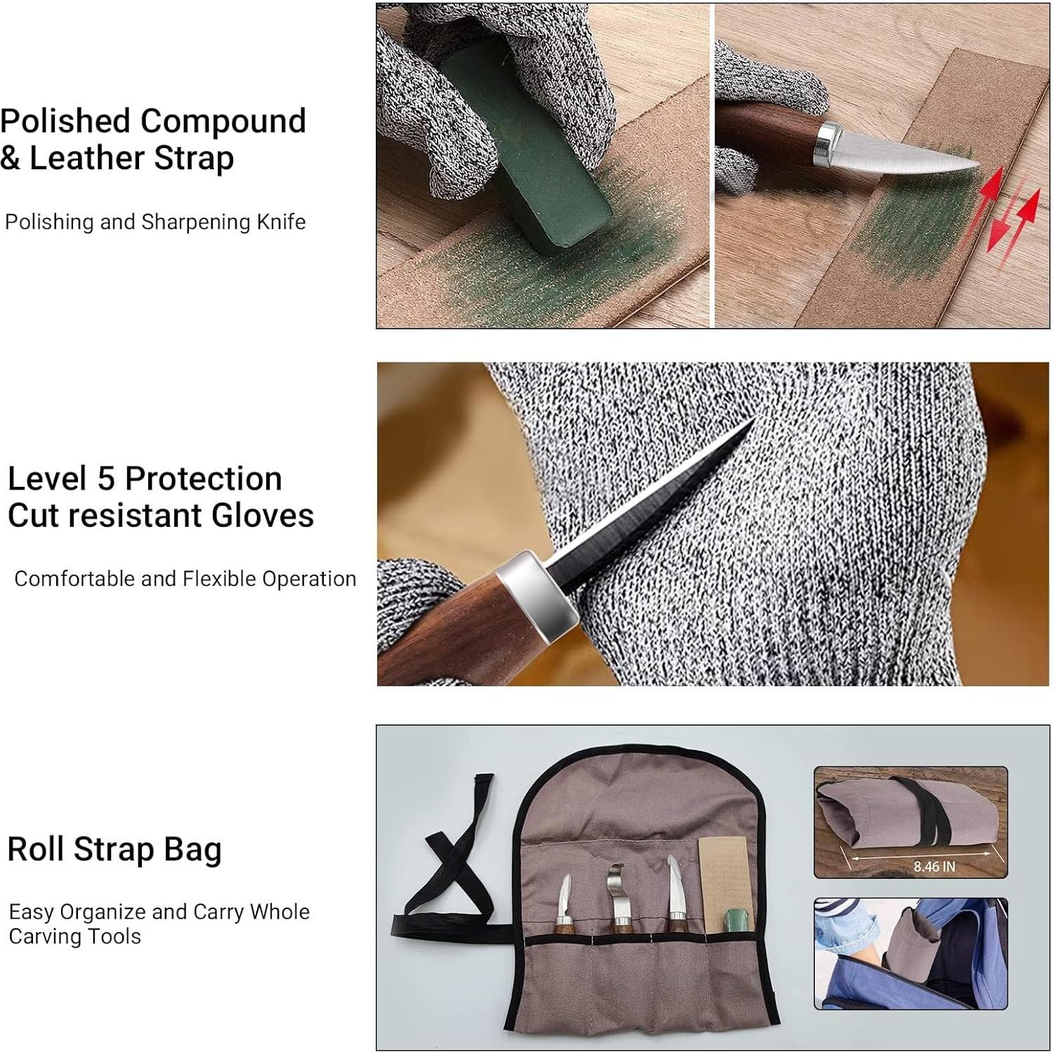 Kit de Tallado en Madera Cor cordium WC-01 con 3 Cuchillos