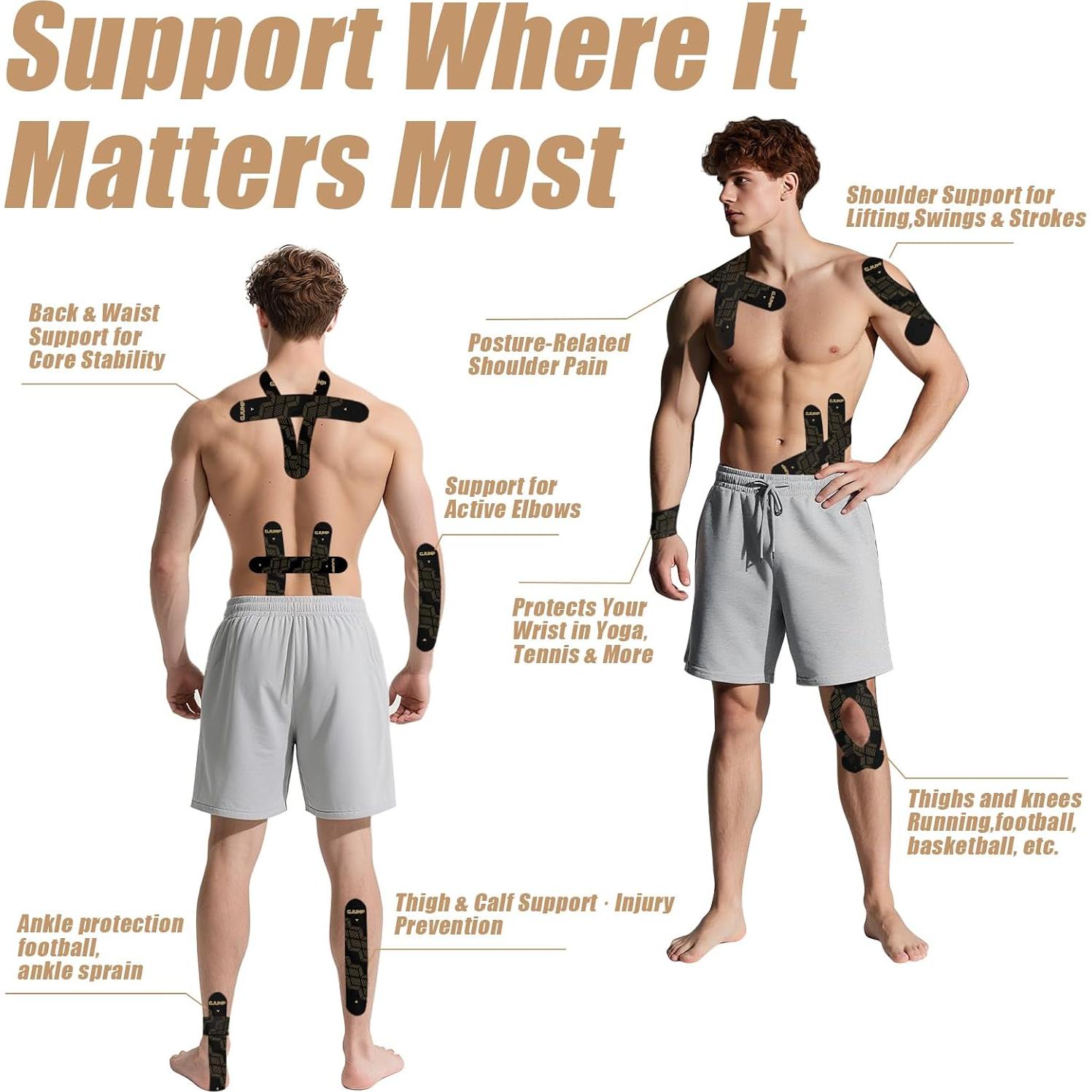 Cinta de Kinesiología GJUMP 40 Cintas Precortadas 25.4x5.1cm