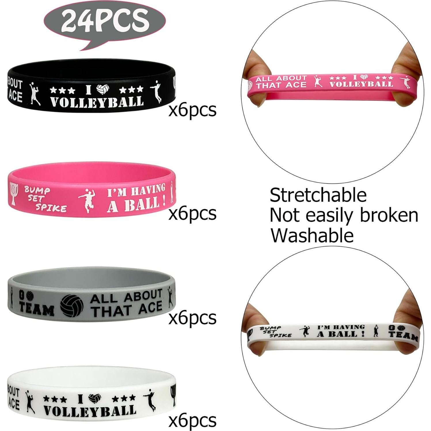 Pulseras de Silicona Temáticas de Voleibol - 24 Unidades