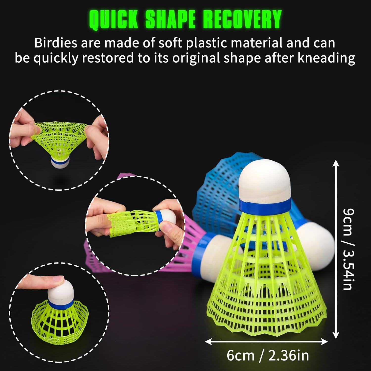 Hysagtek 12 Plumas de Bádminton + 12 Plumas LED Brillantes