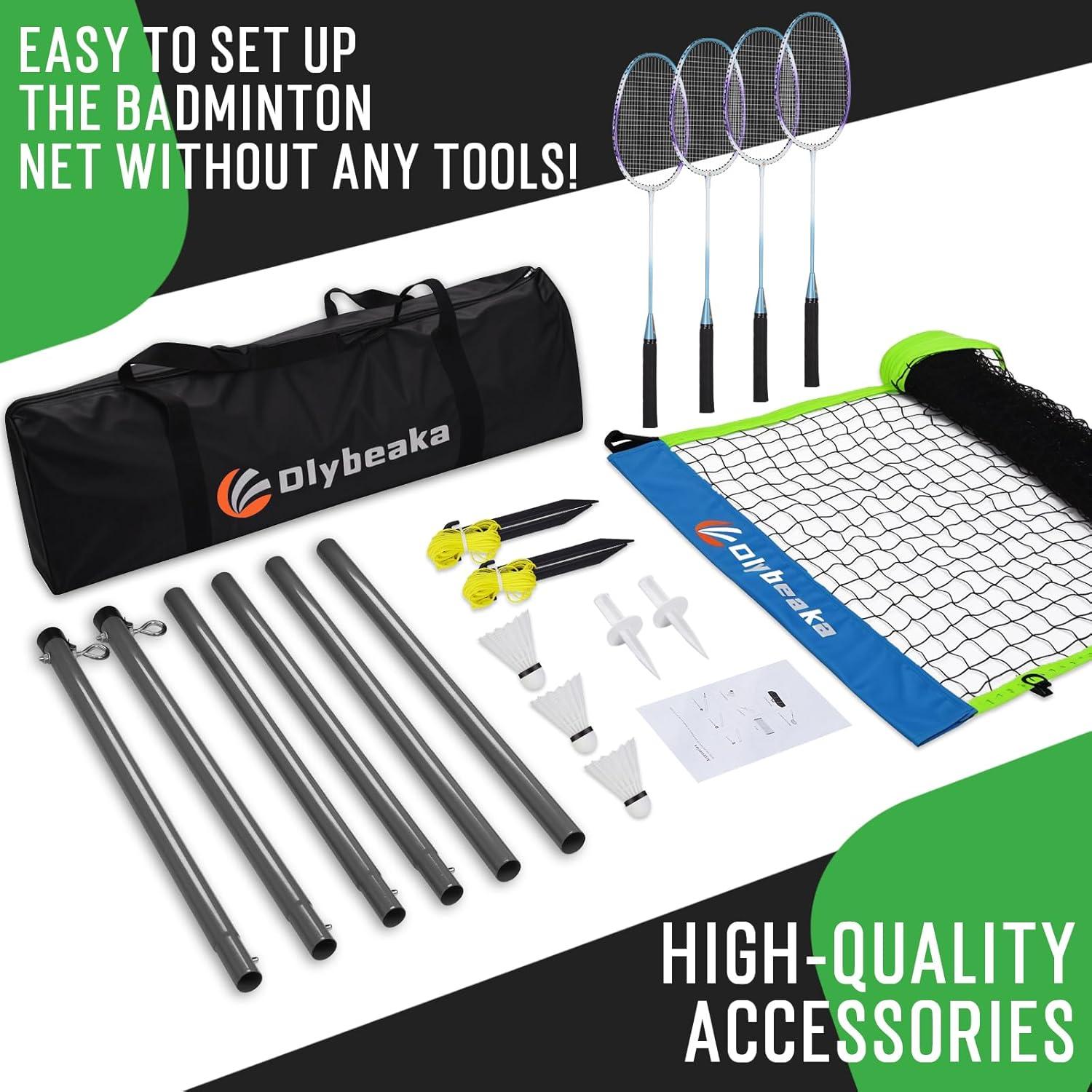 Set de Bádminton Portátil Olybeaka 6.1m con Raquetas y Bolsa