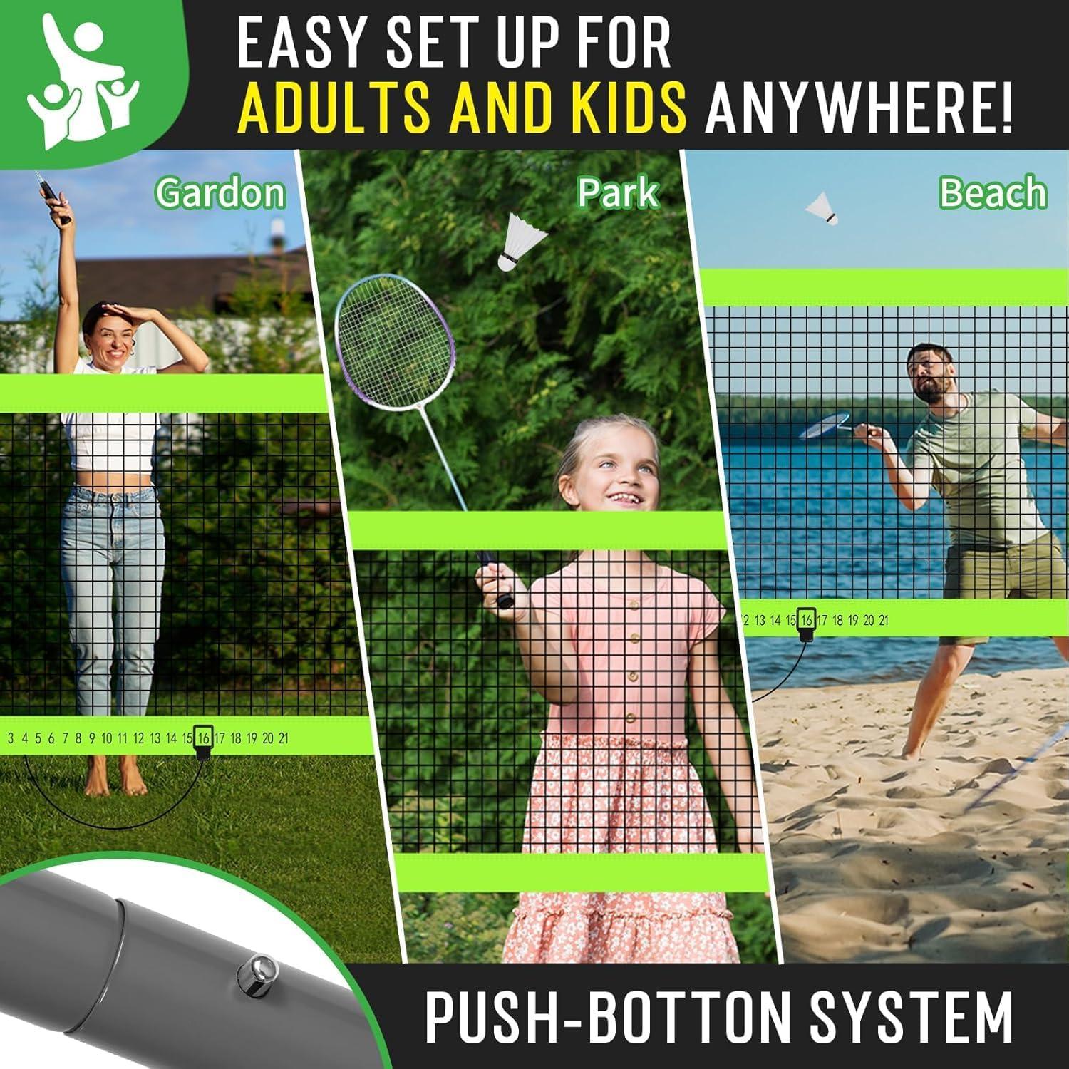 Set de Bádminton Portátil Olybeaka 6.1m con Raquetas y Bolsa