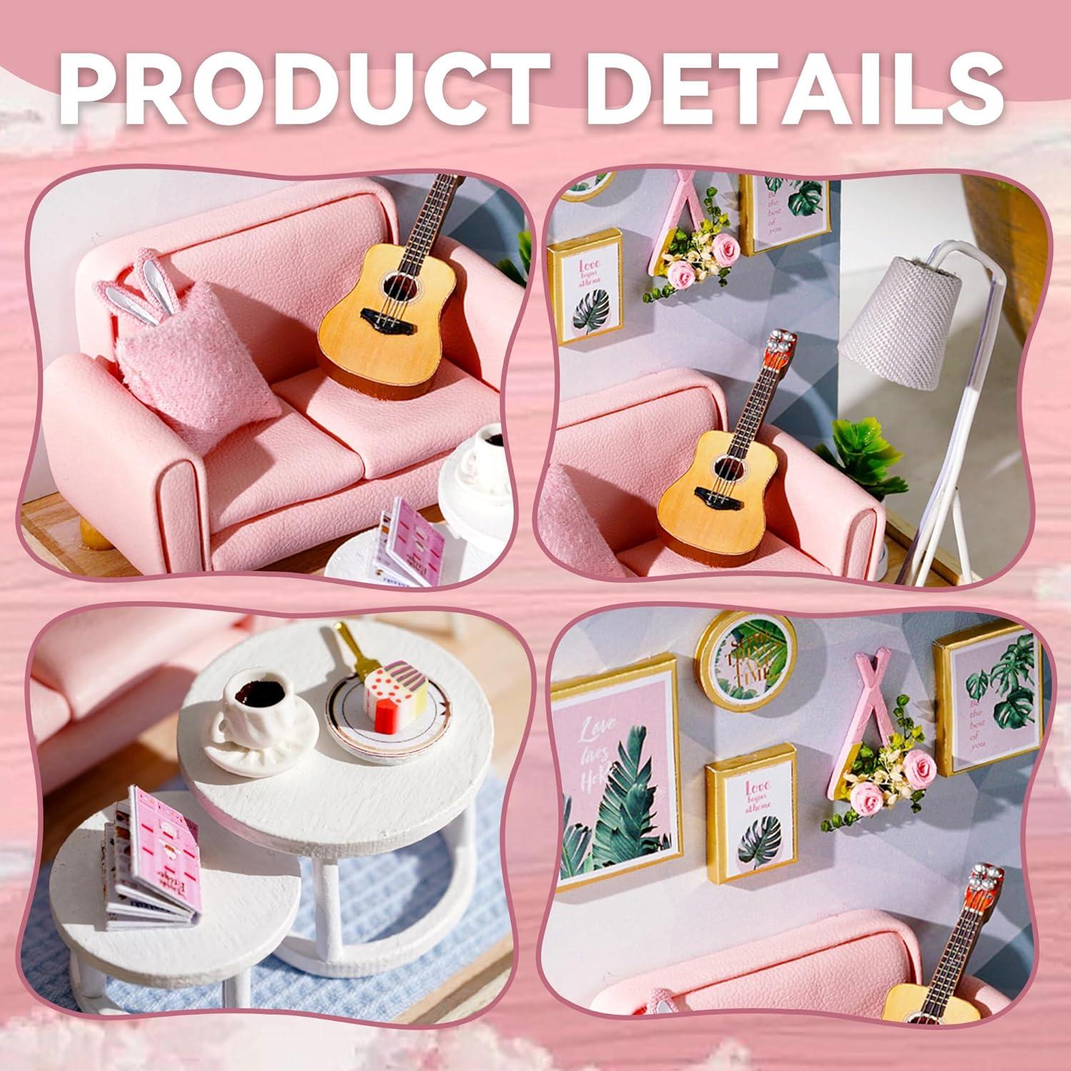 Kit Casa de Muñecas DIY Flever Hora del Té con Muebles