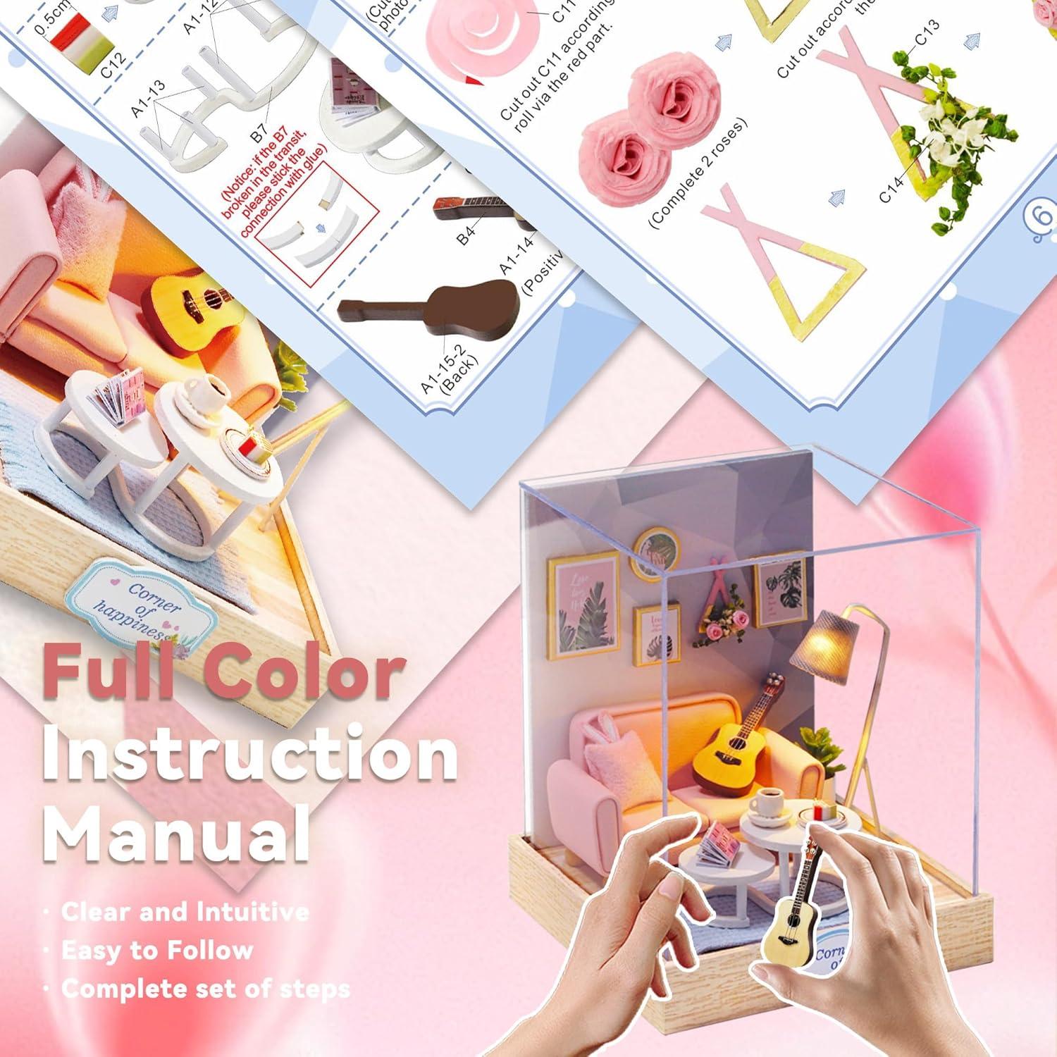 Kit Casa de Muñecas DIY Flever Hora del Té con Muebles