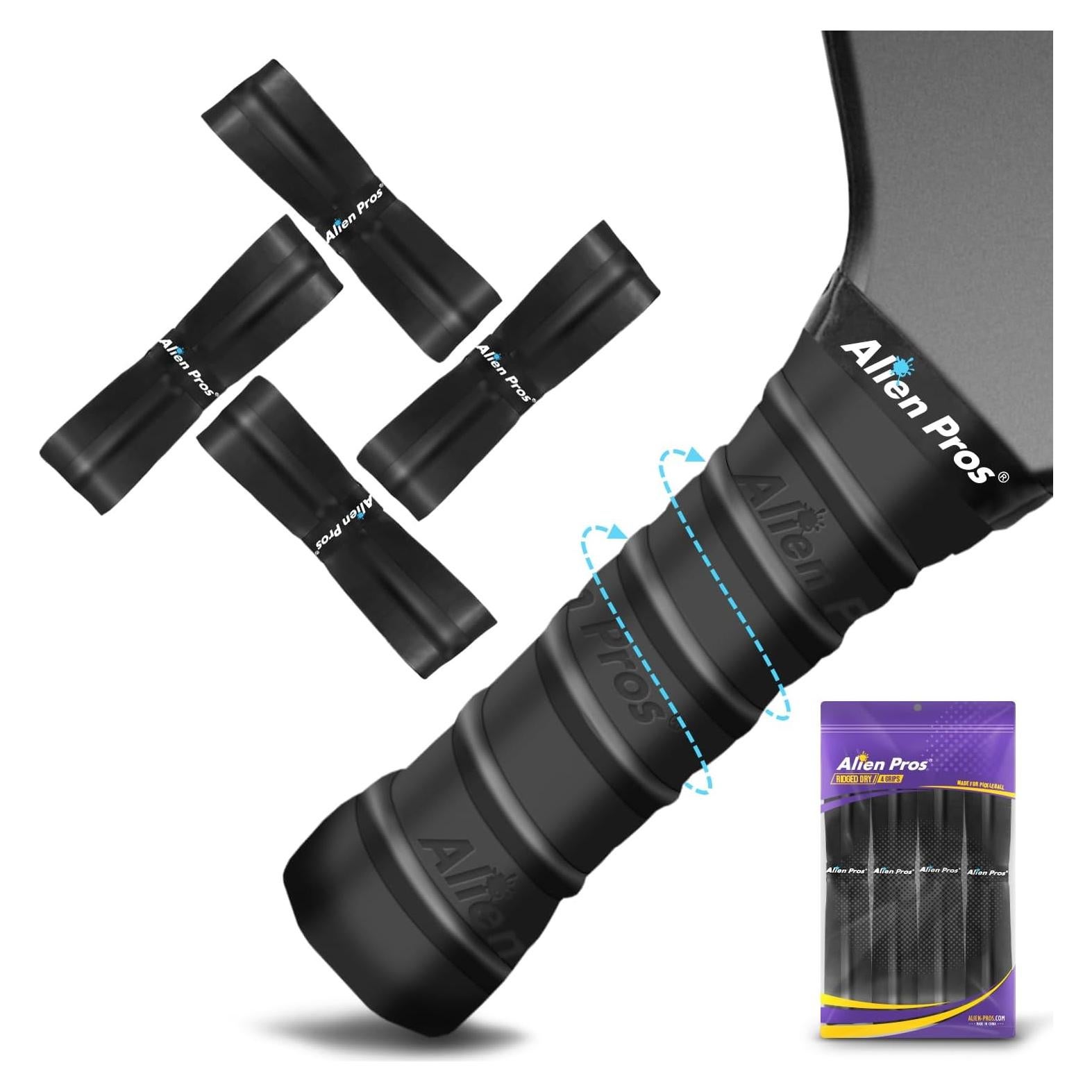 Cinta de Agarre para Pickleball ALIEN PROS - 4 Pack, Negro