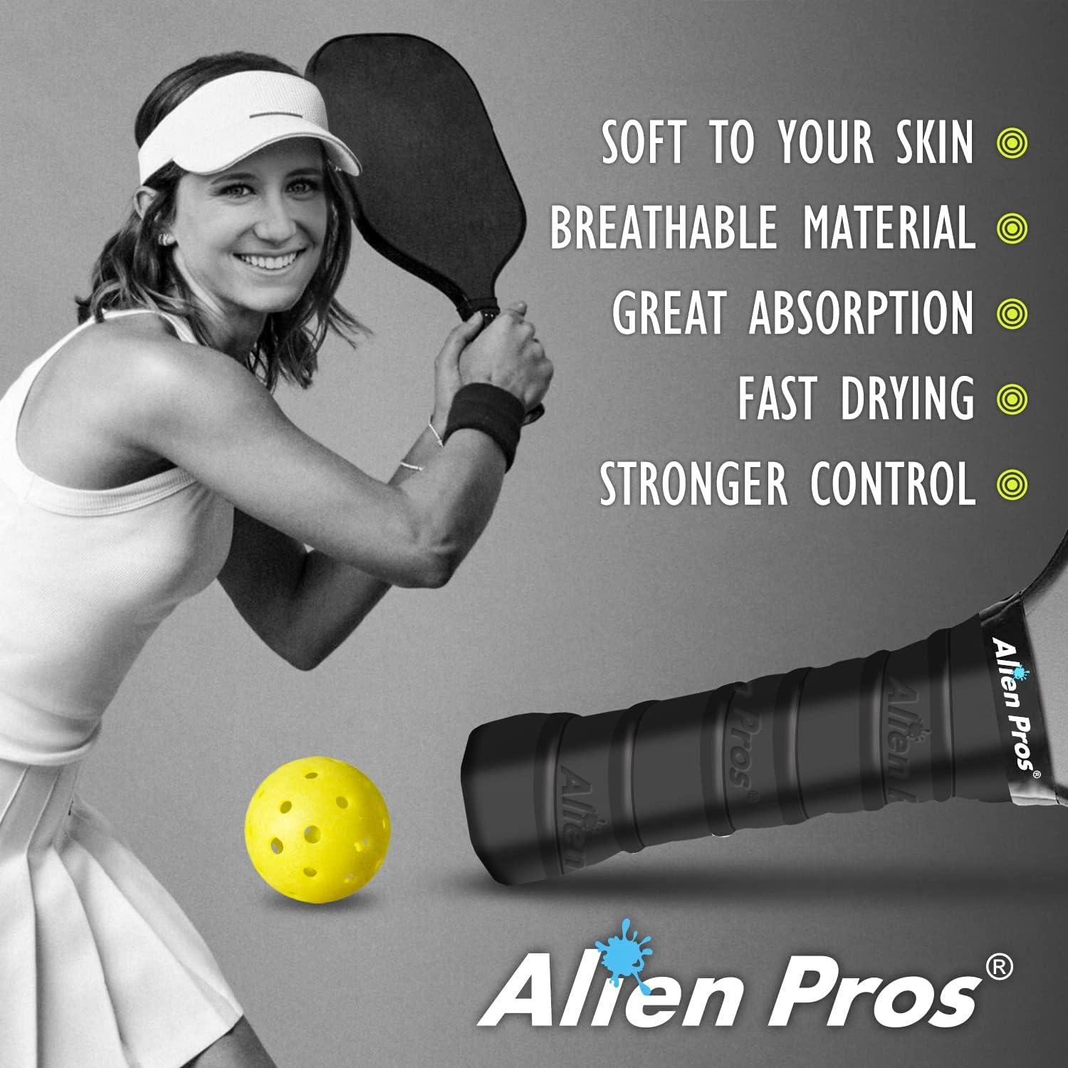 Cinta de Agarre para Pickleball ALIEN PROS - 4 Pack, Negro