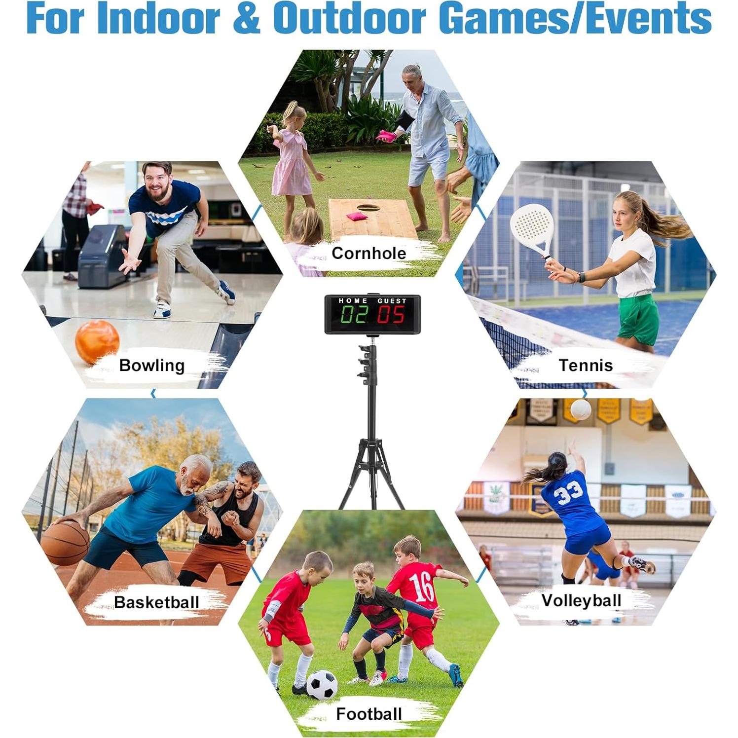 Marcador Electrónico Digital Samshow 2024 con Trípode y Control Remoto