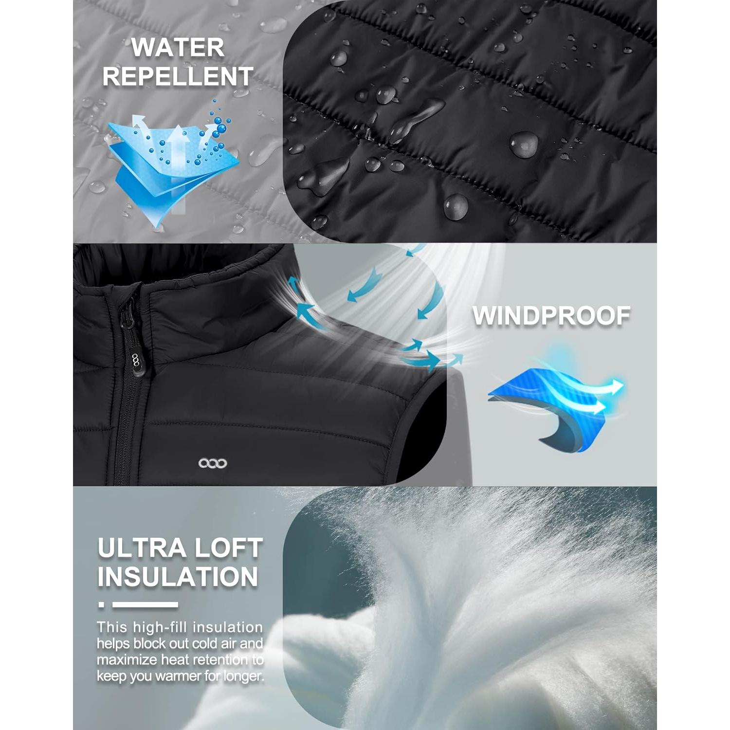 Chaleco Acolchado Ligero 33,000ft para Hombres - Negro - Grande