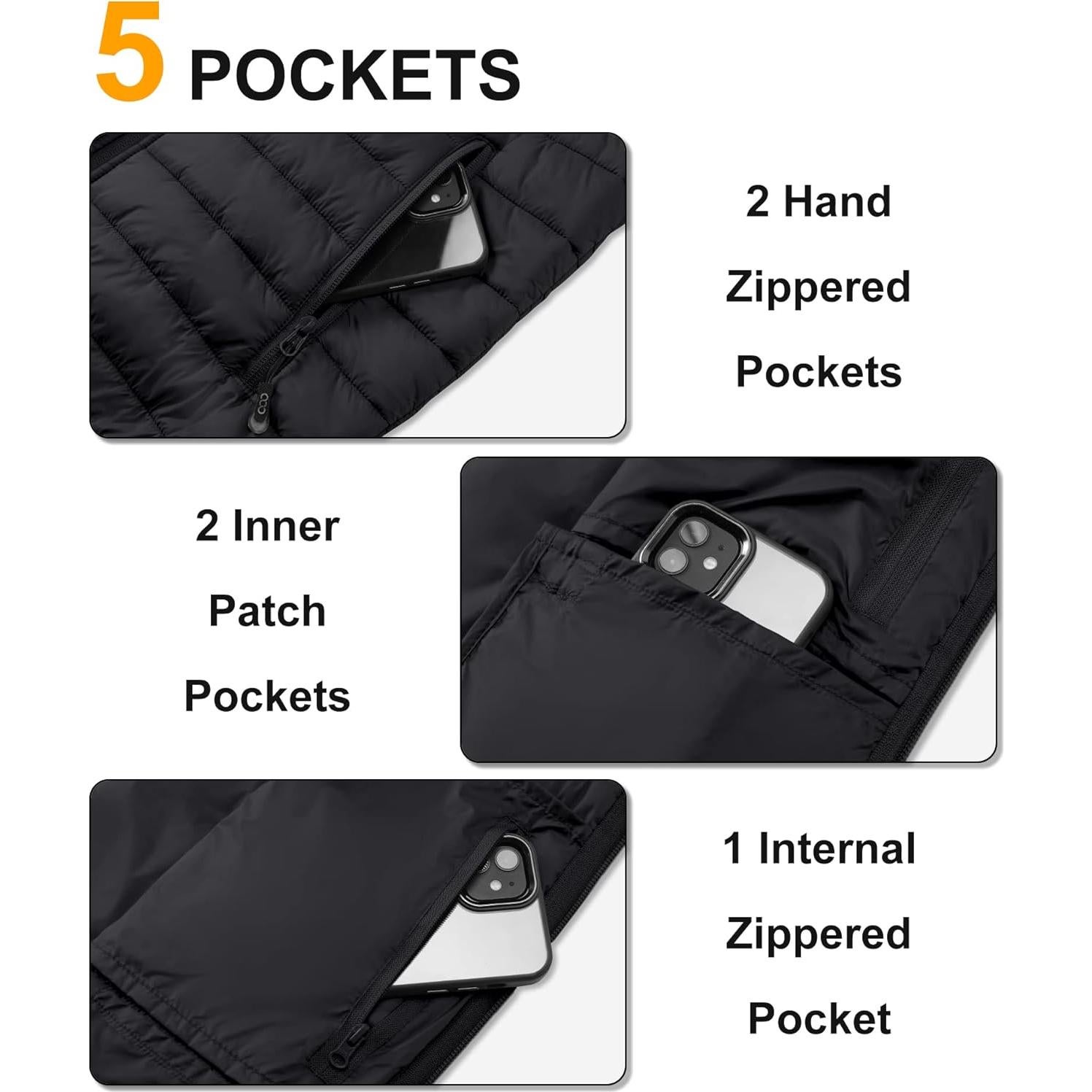 Chaleco Acolchado Ligero 33,000ft para Hombres - Negro - Grande