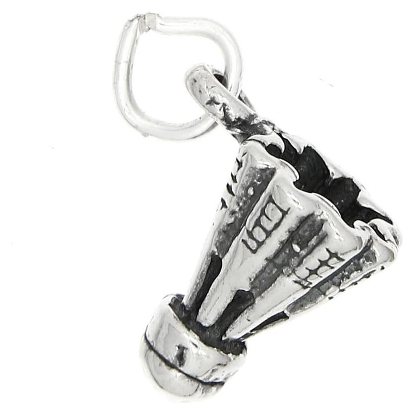 Encanto de Bádminton en Plata Esterlina Oxidada 7x11mm